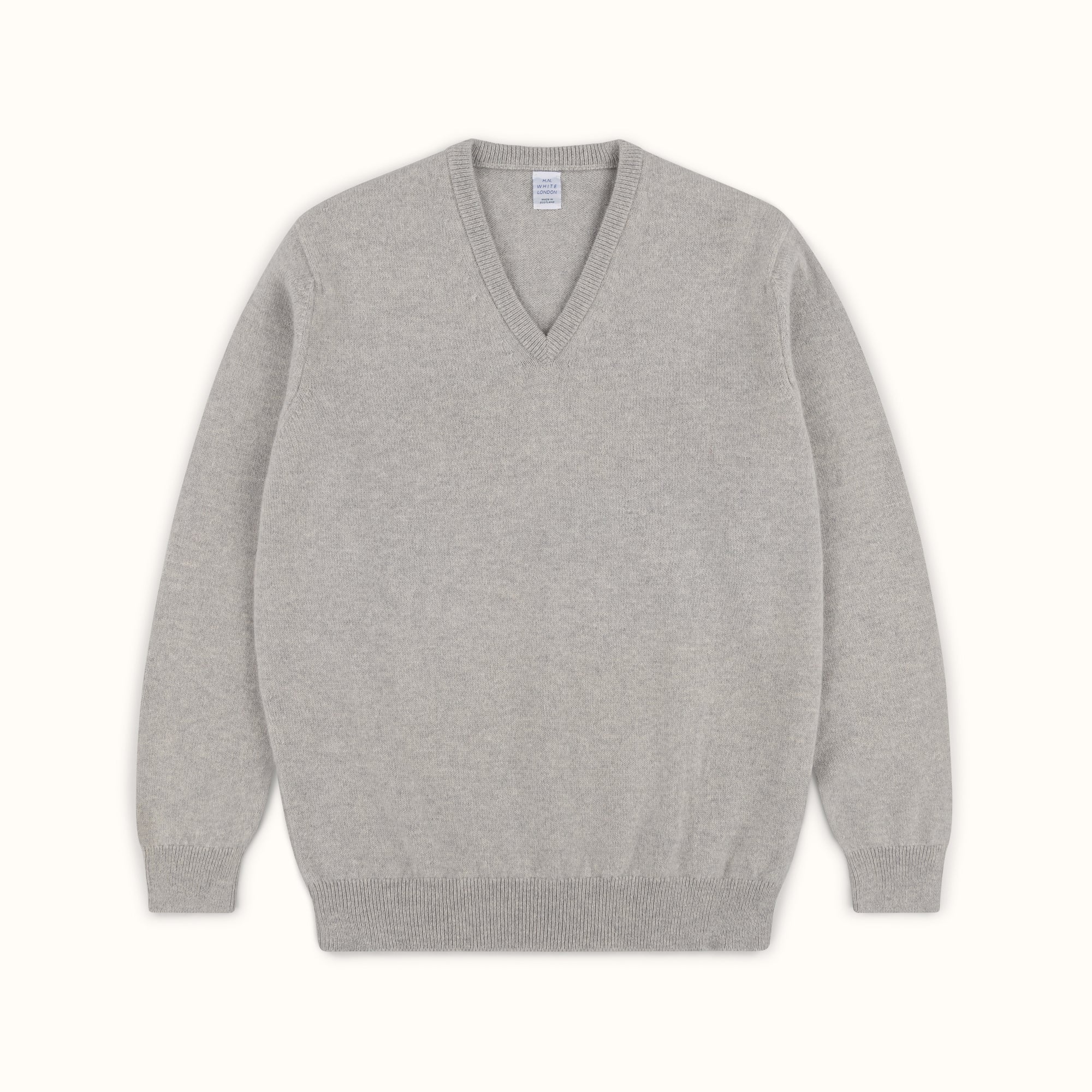 Light gray v outlet neck sweater