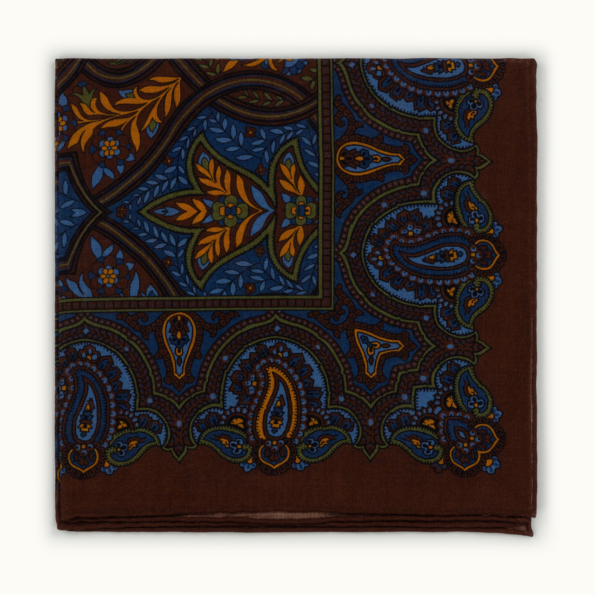 Brown Floral Paisley Pocket Square