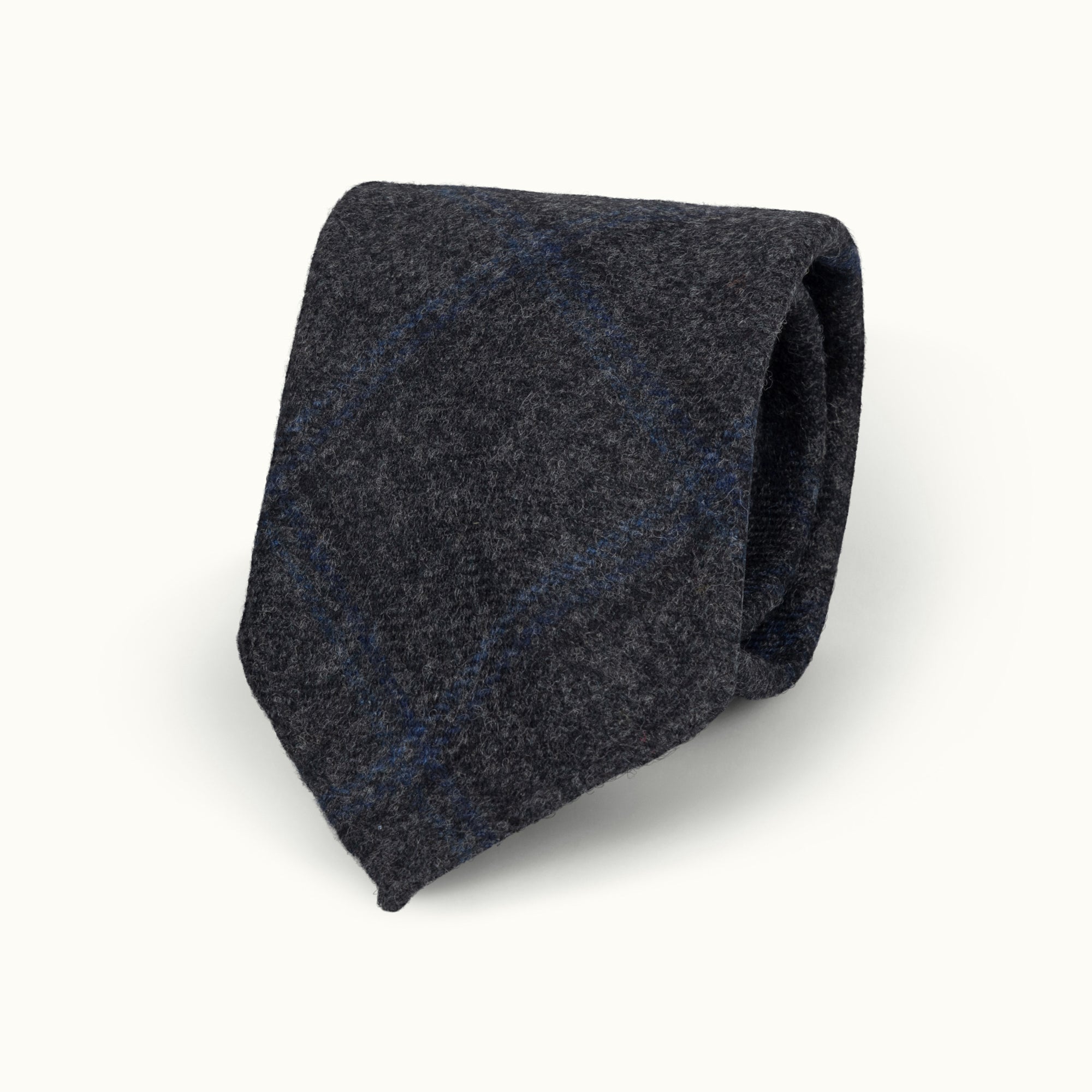 Charcoal Check Wool-Cashmere Tie