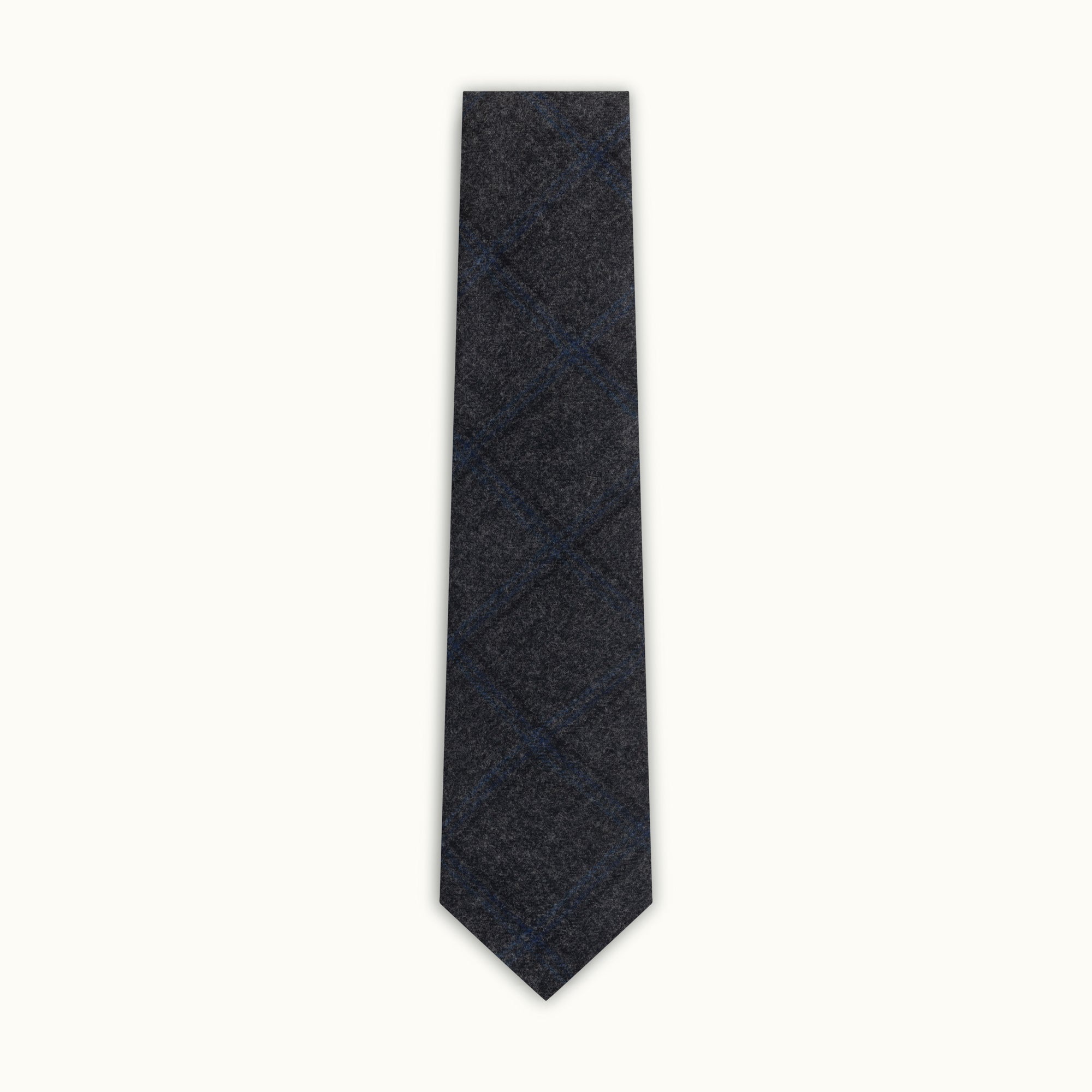 Charcoal Check Wool-Cashmere Tie