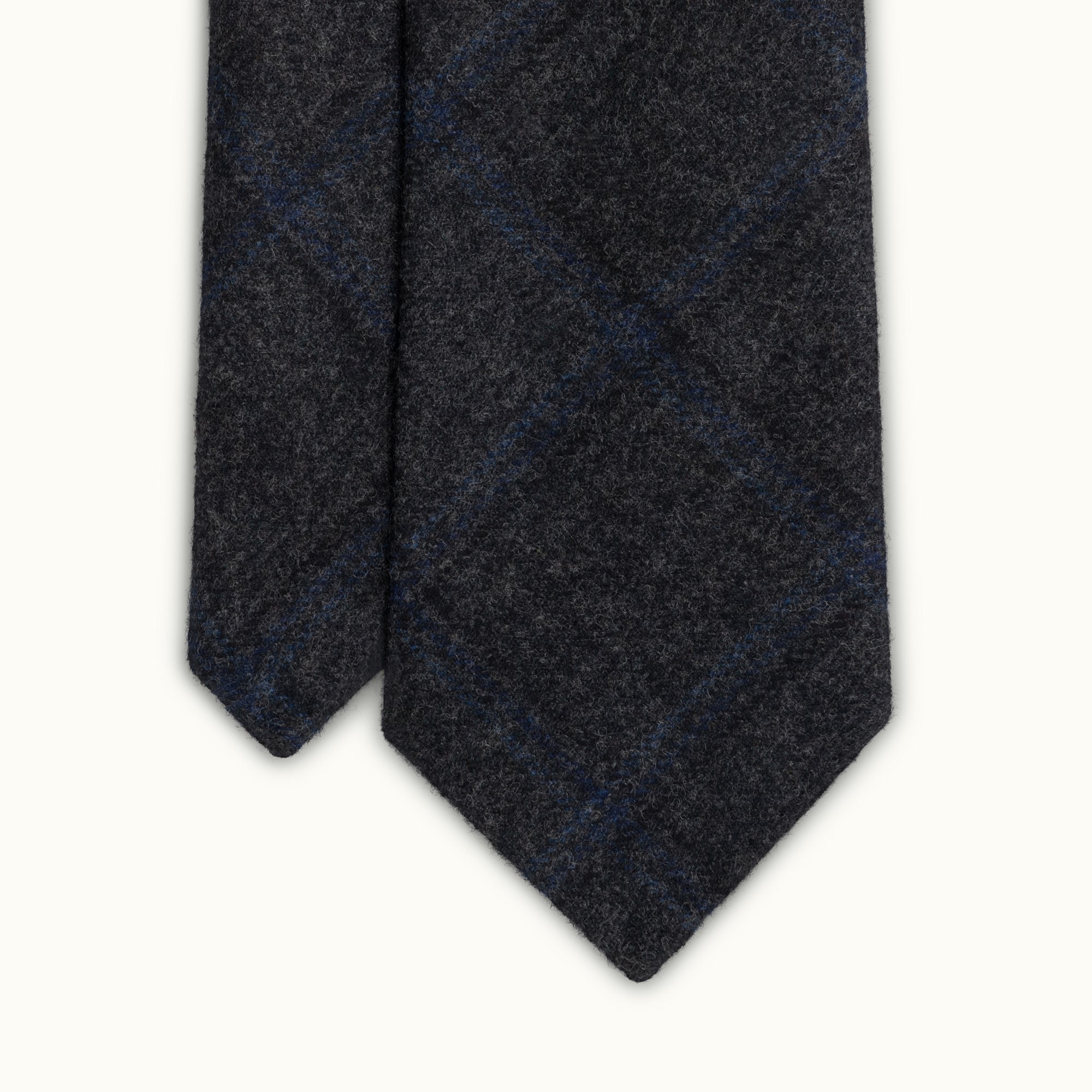 Charcoal Check Wool-Cashmere Tie