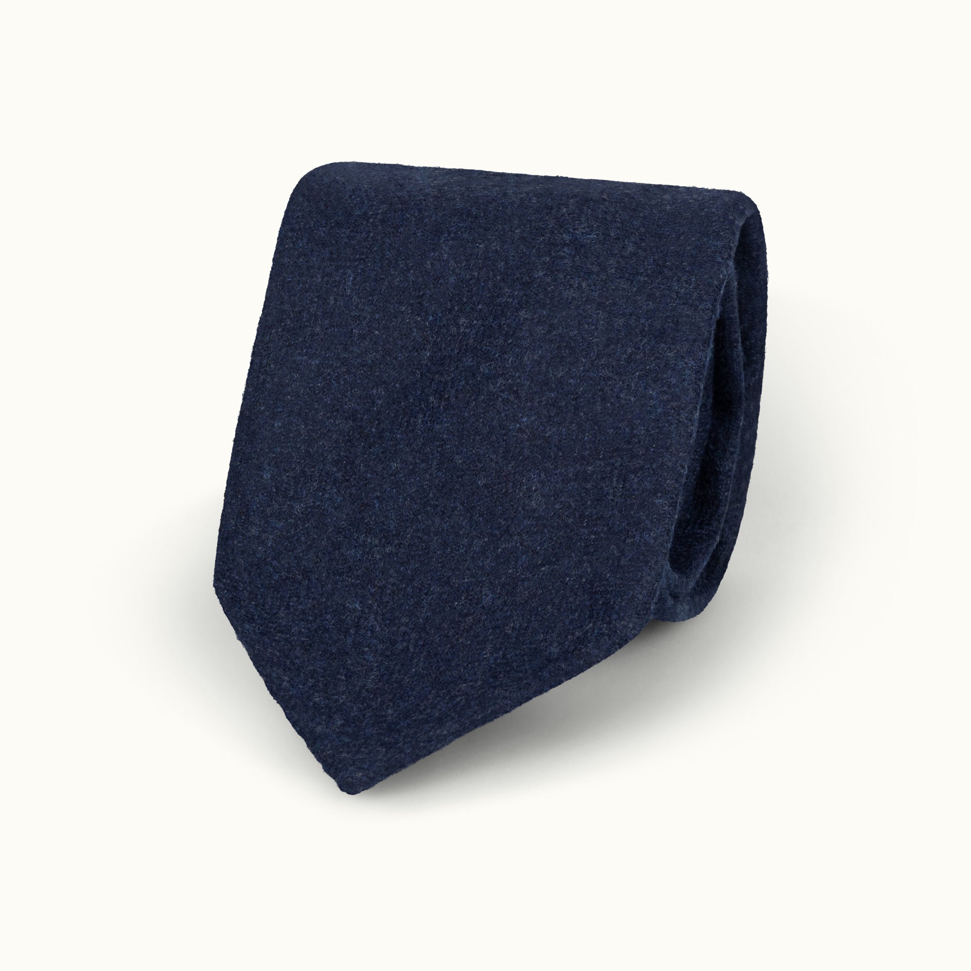 Navy Blue Herringbone Wool-Cashmere Tie