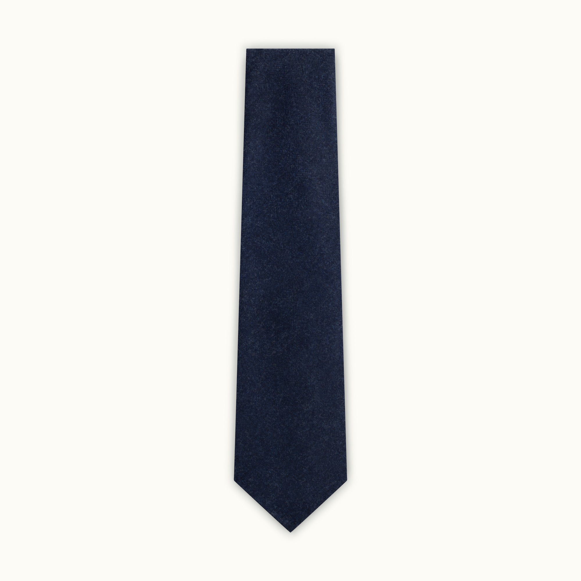 Navy Blue Herringbone Wool-Cashmere Tie