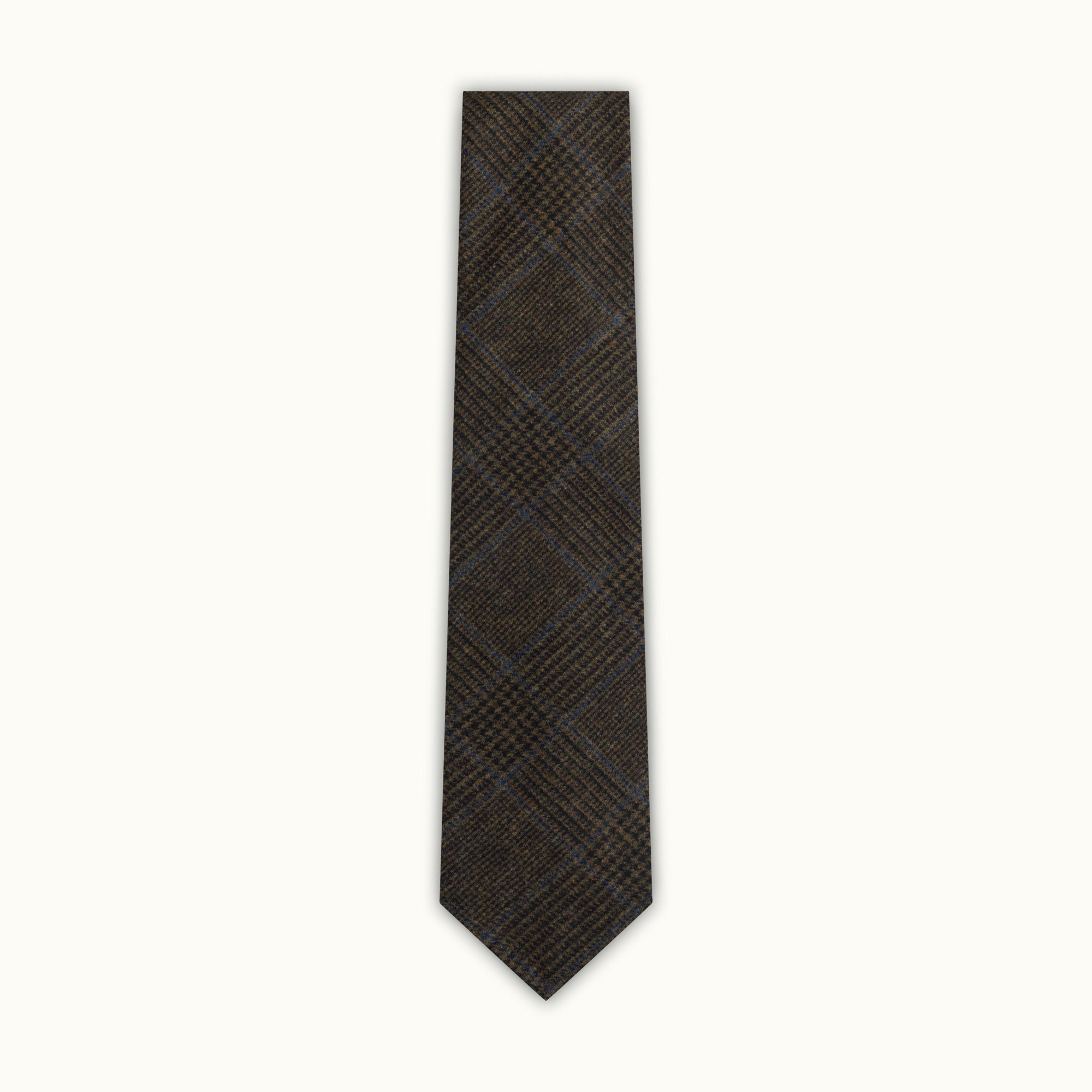 Dark Green Prince of Wales Wool-Cashmere Tie