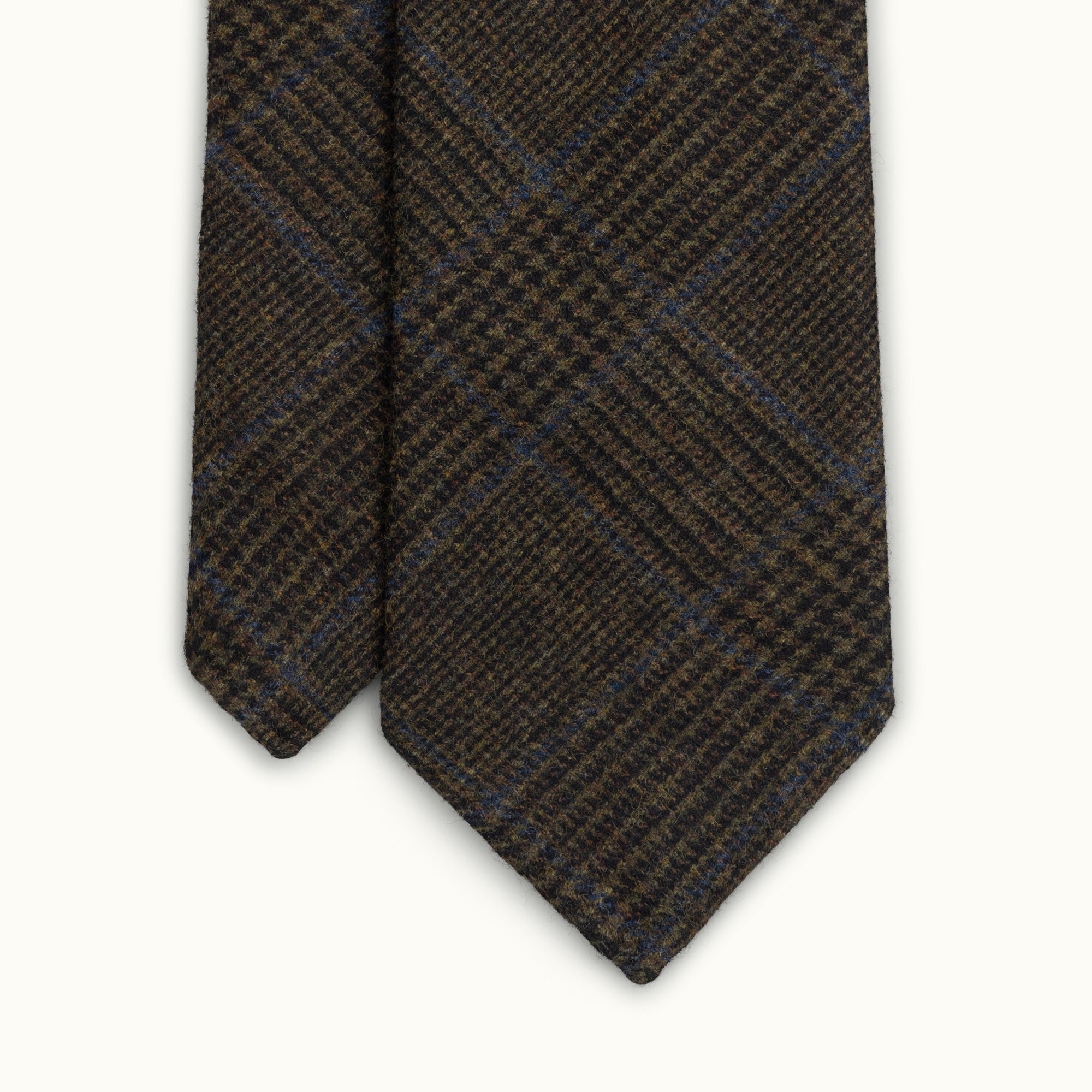 Dark Green Prince of Wales Wool-Cashmere Tie