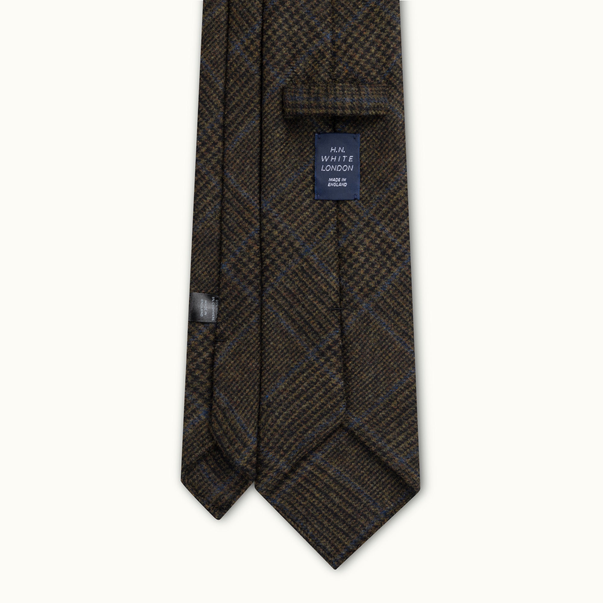 Dark Green Prince of Wales Wool-Cashmere Tie