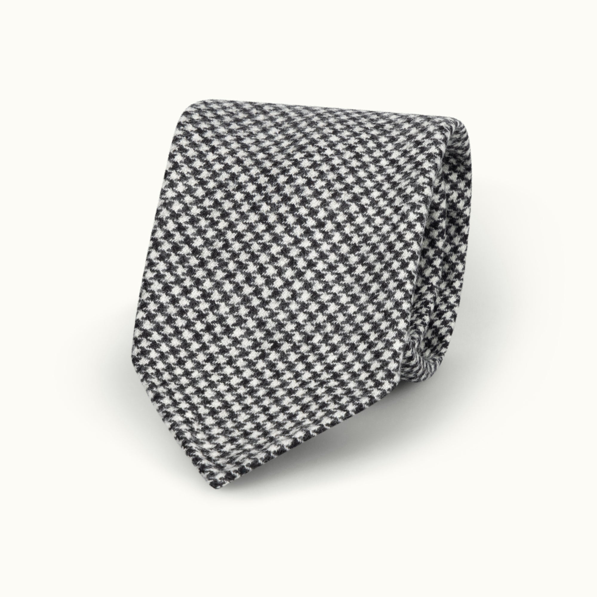 Black & White Houndstooth Wool-Cashmere Tie