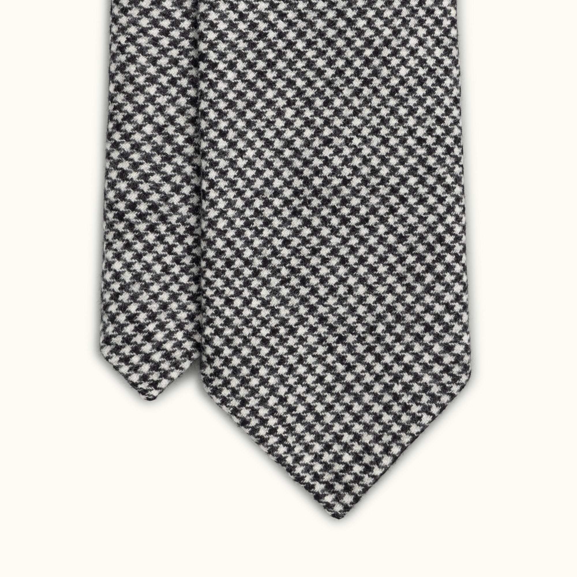 Black & White Houndstooth Wool-Cashmere Tie