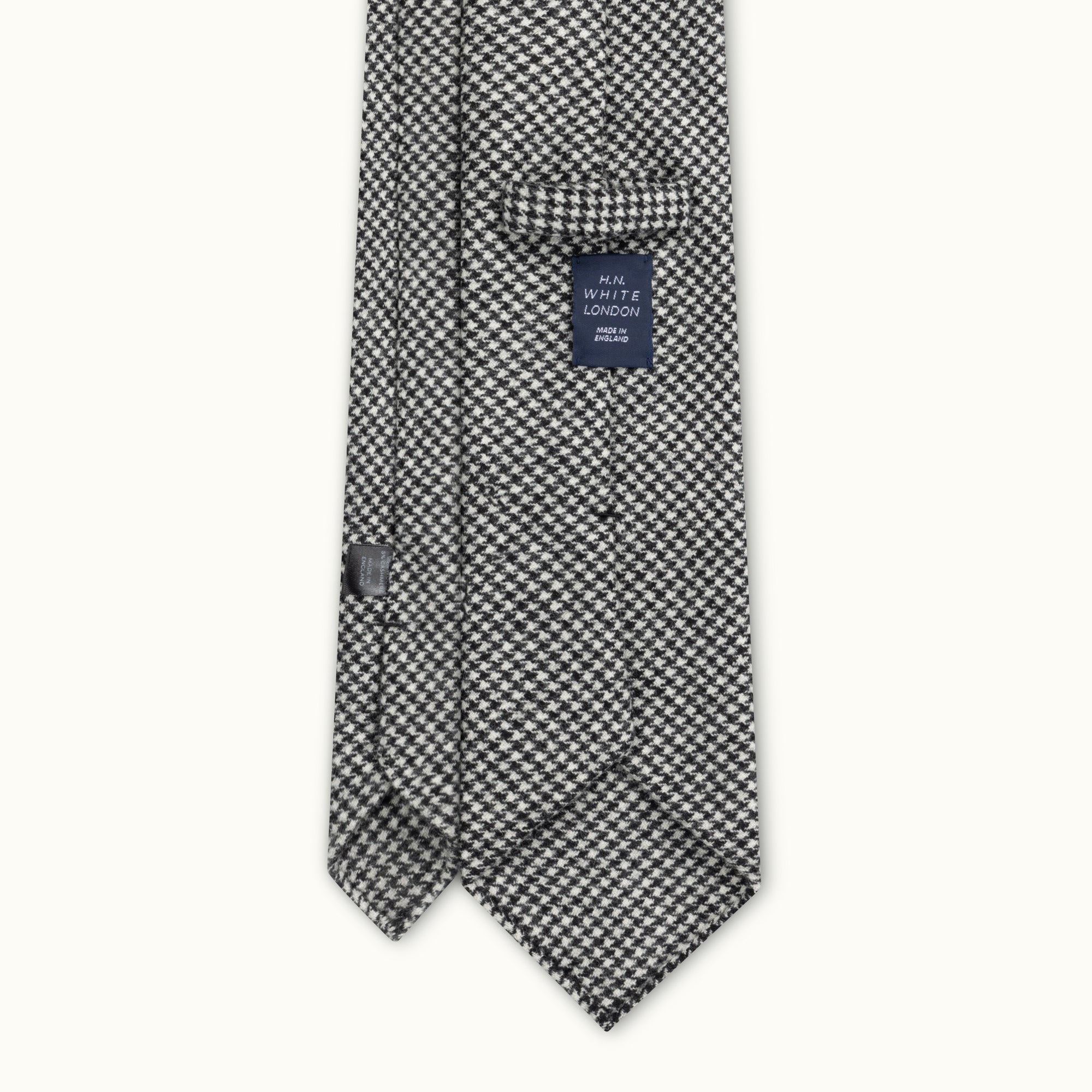 Black & White Houndstooth Wool-Cashmere Tie