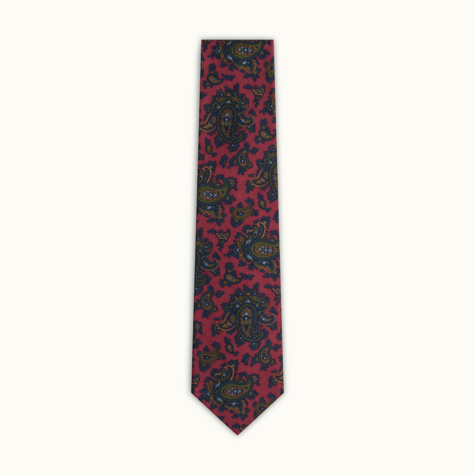 Burgundy Paisley Wool Challis Tie