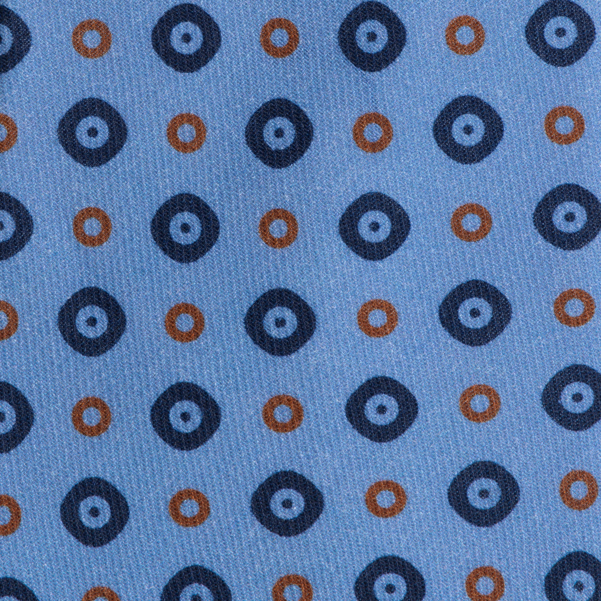 Sky Blue & Copper Circles Wool Challis Tie