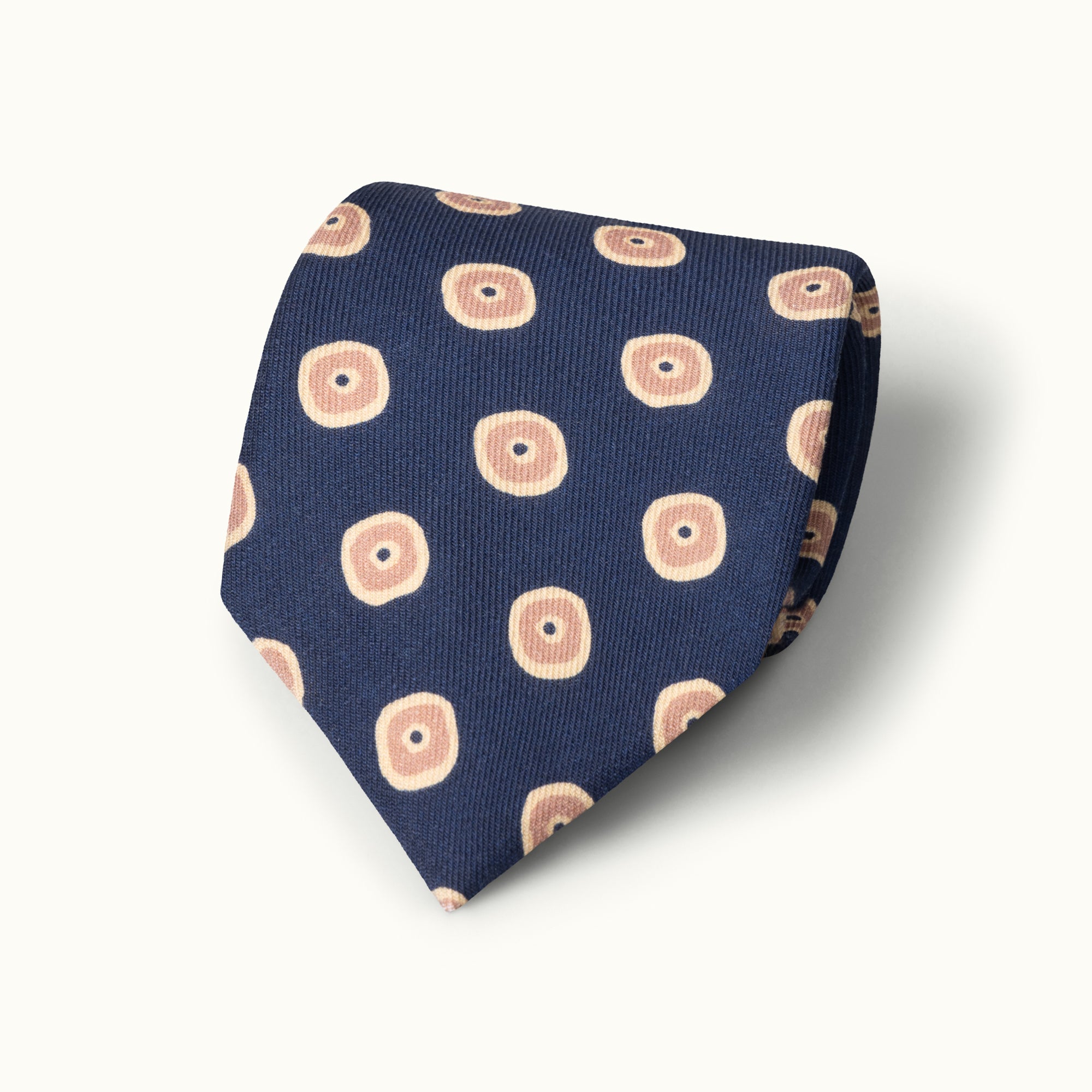 Navy Abstract Circles Wool Challis Tie