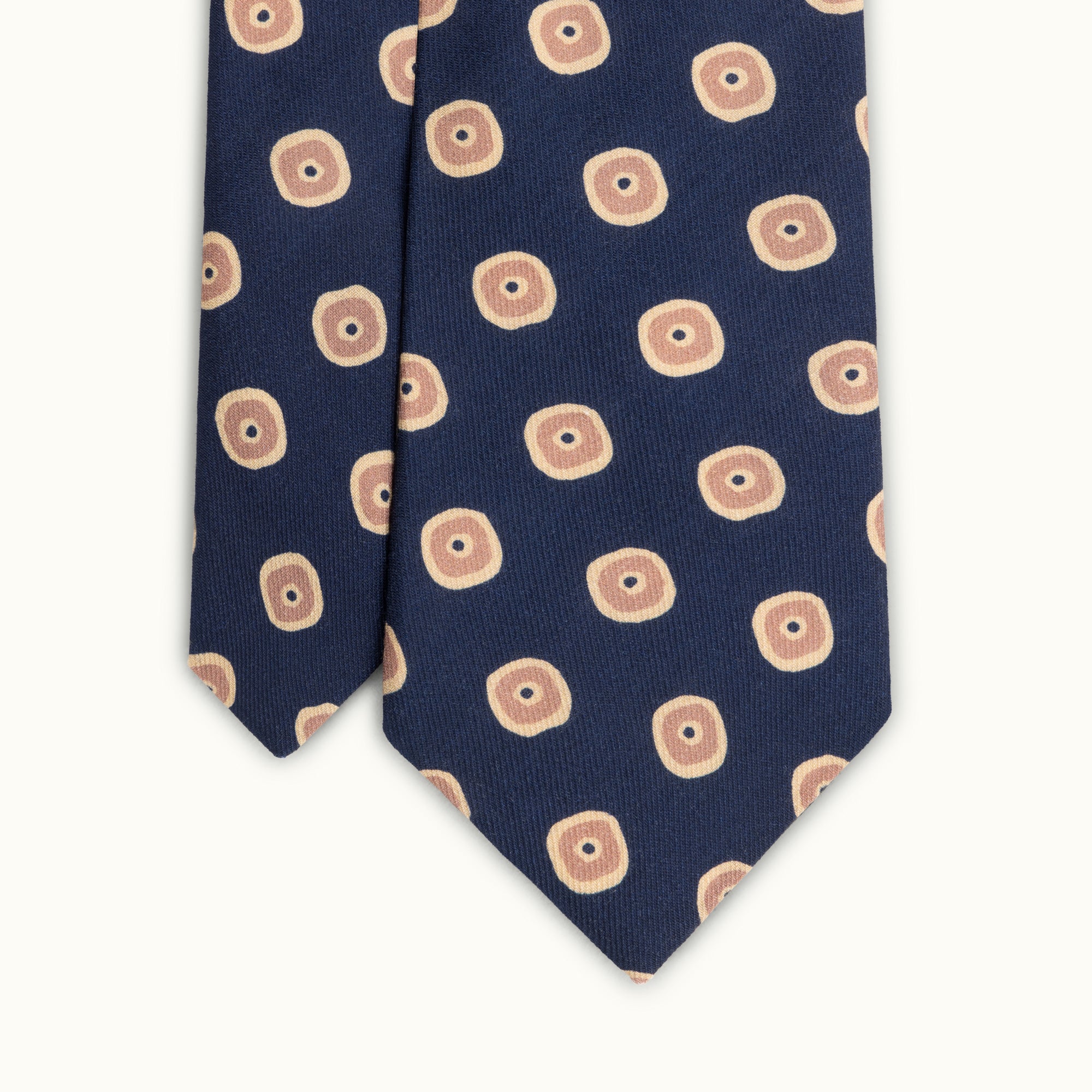 Navy Abstract Circles Wool Challis Tie