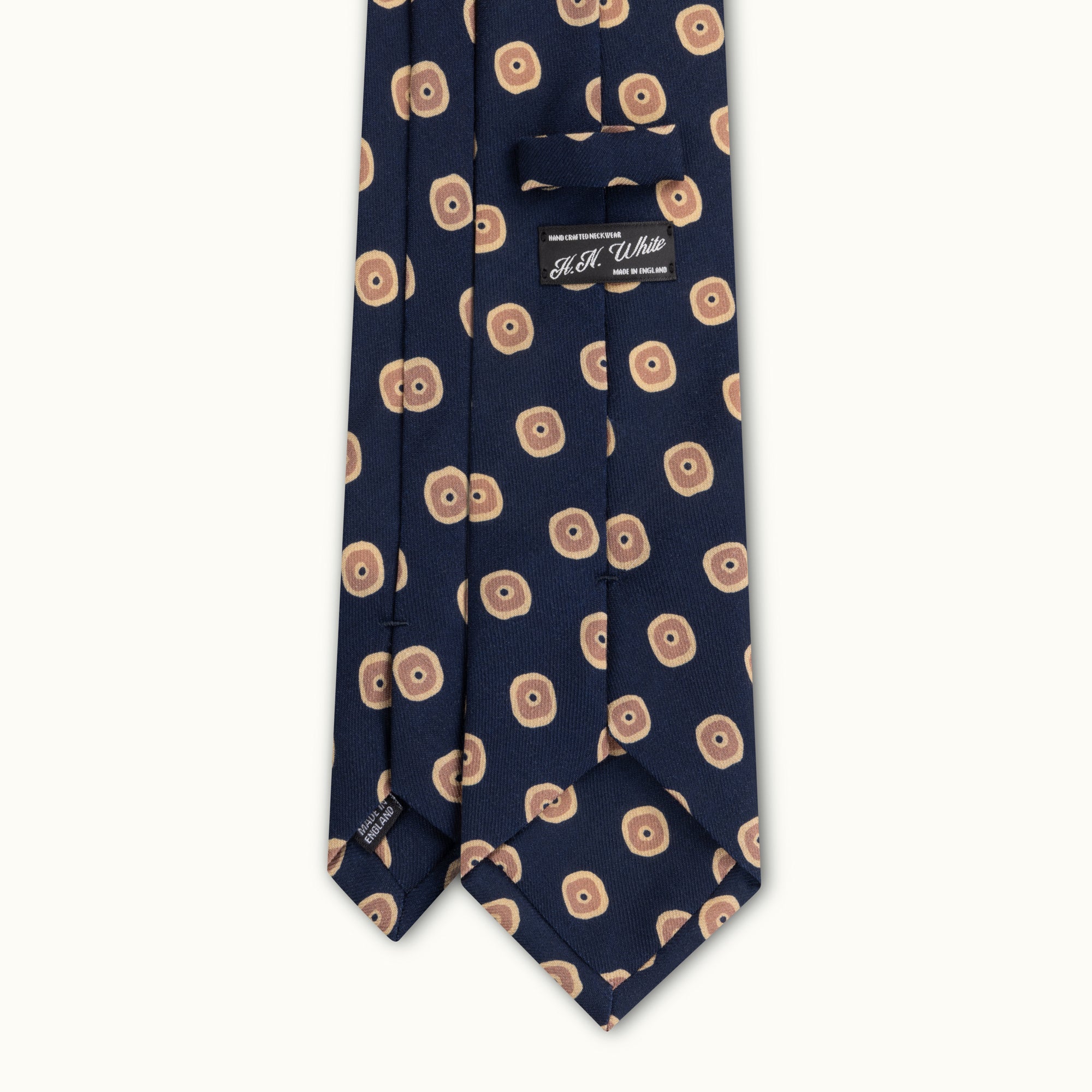 Navy Abstract Circles Wool Challis Tie