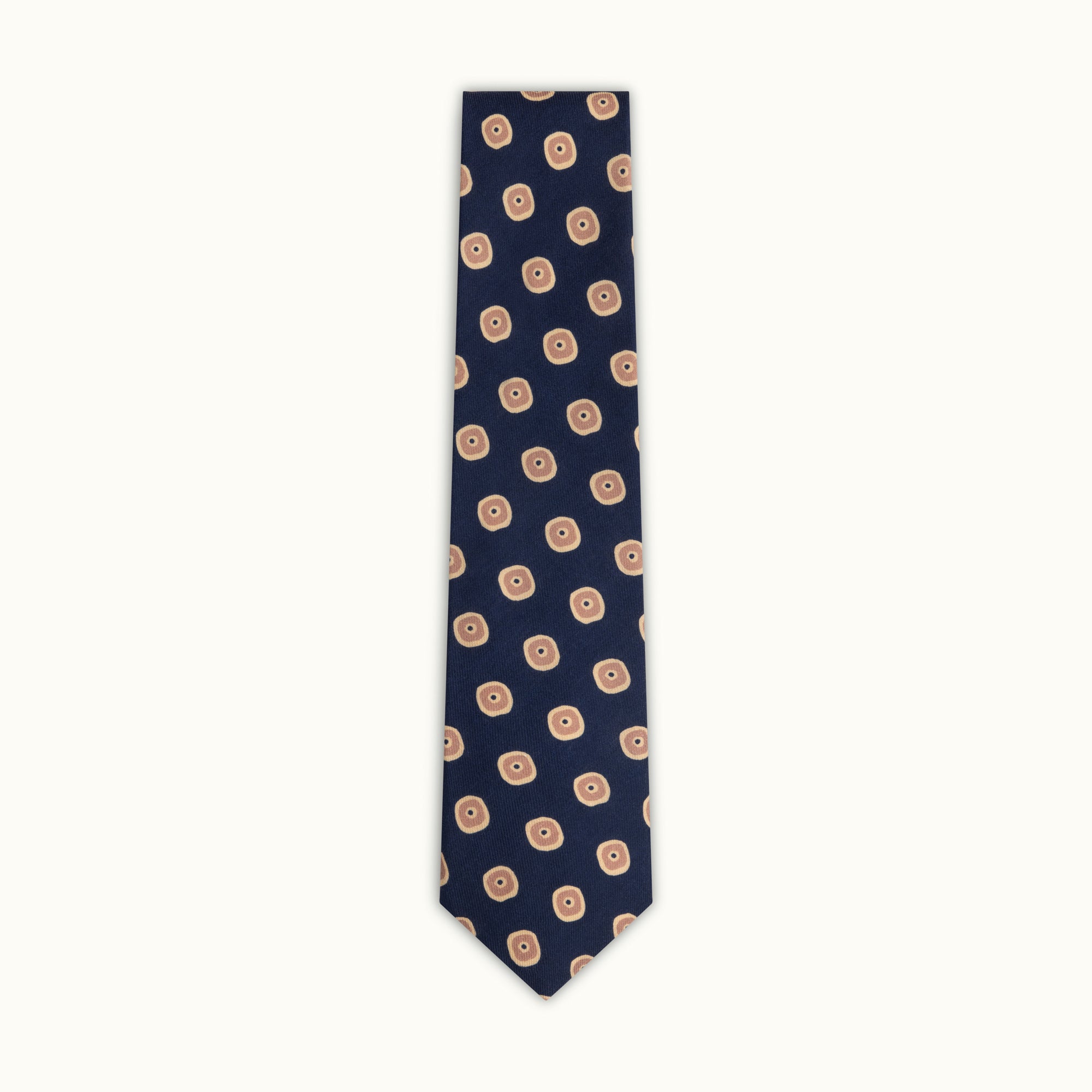 Navy Abstract Circles Wool Challis Tie