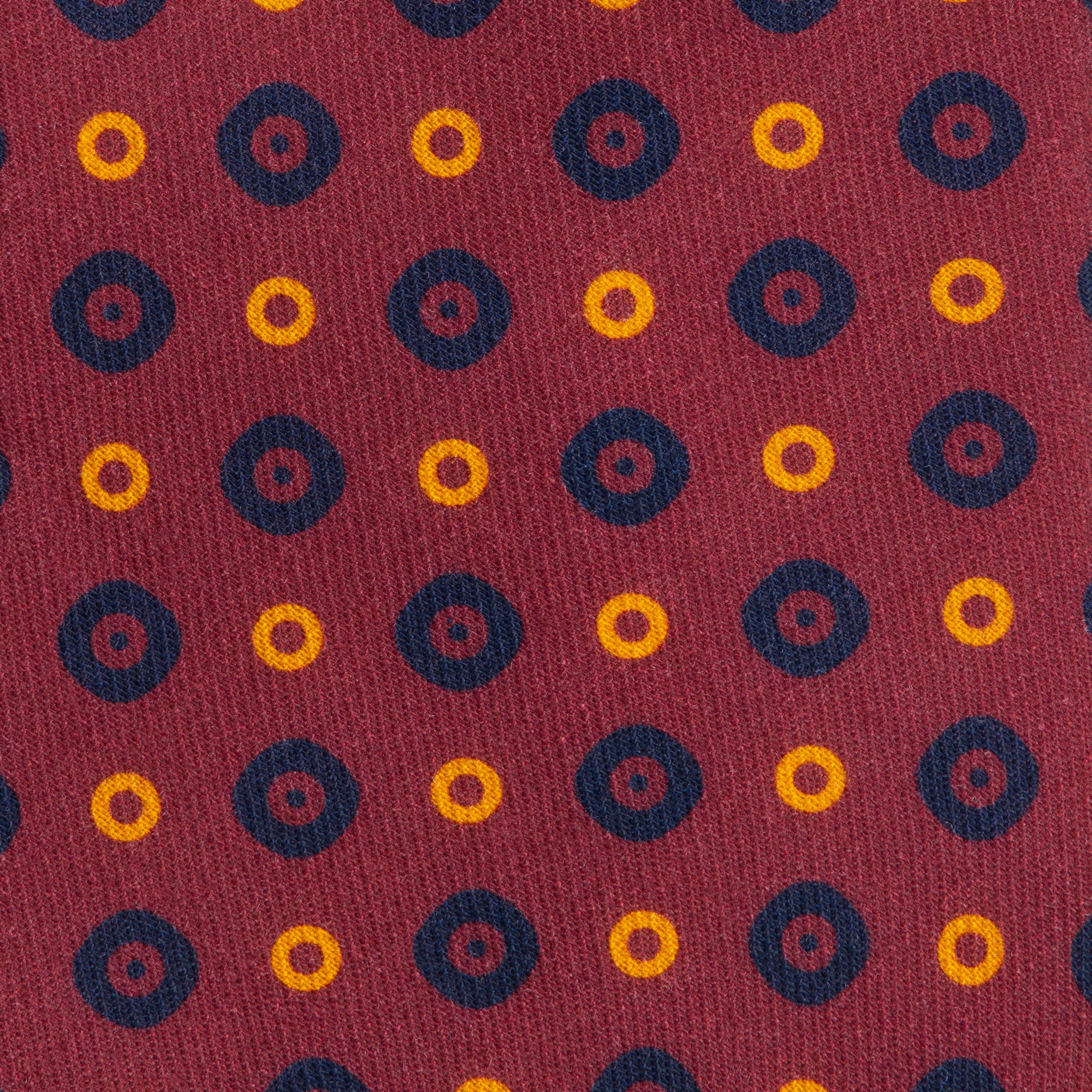 Burgundy & Navy Circles Wool Challis Tie