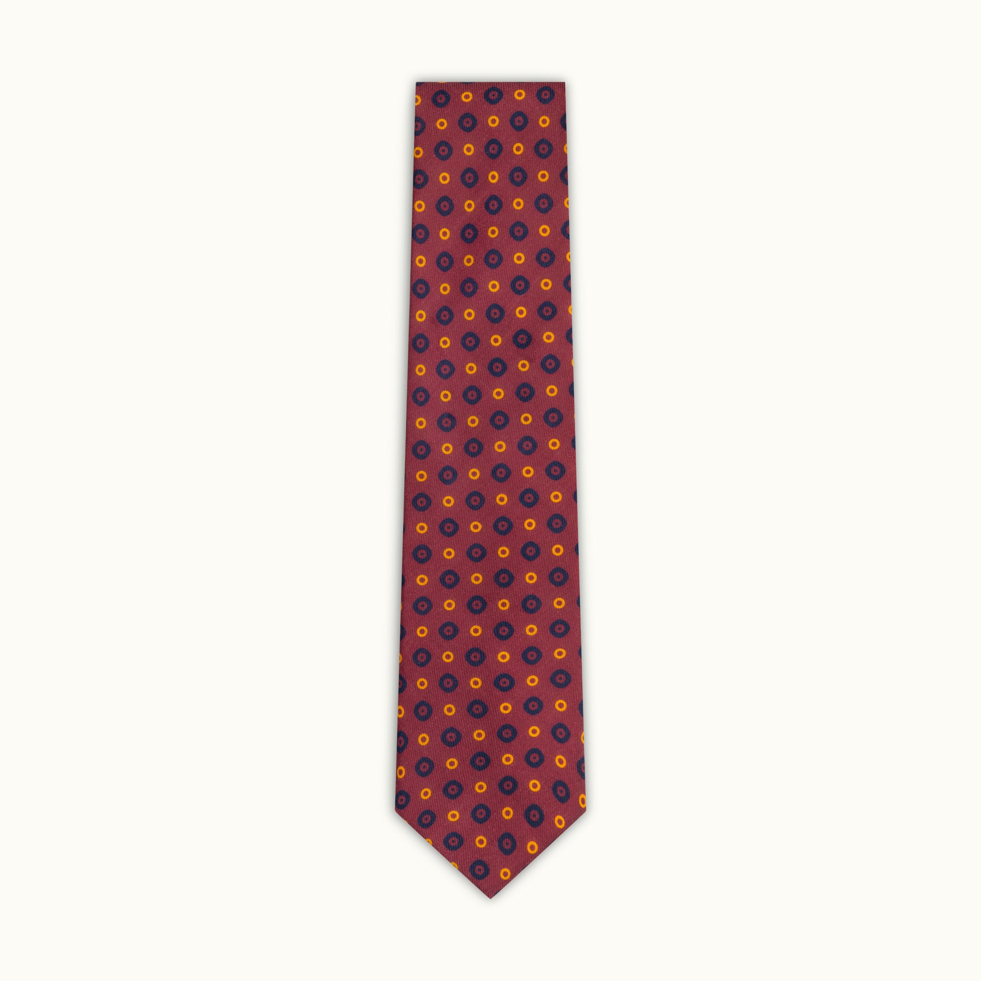 Burgundy & Navy Circles Wool Challis Tie