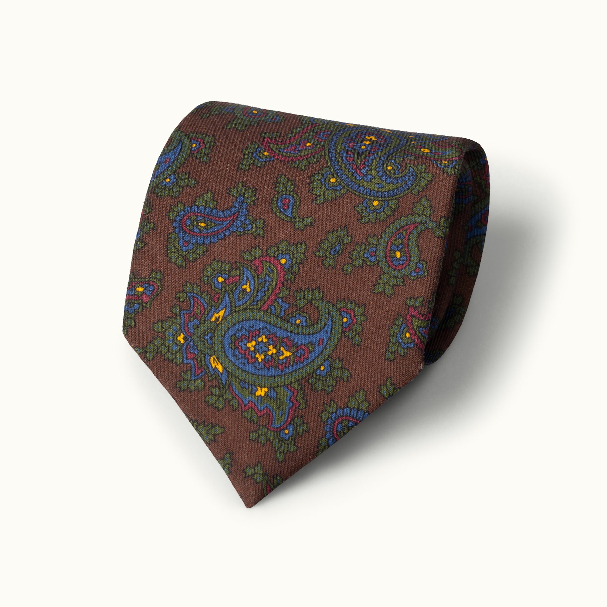 Dark Brown Paisley Wool Challis Tie