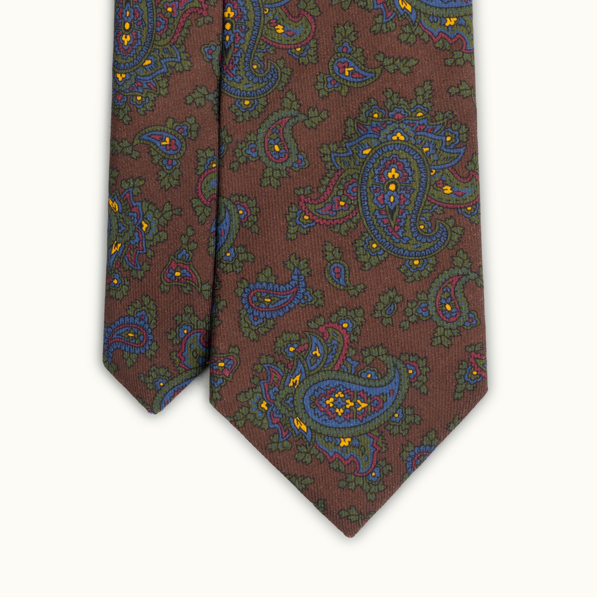 Dark Brown Paisley Wool Challis Tie