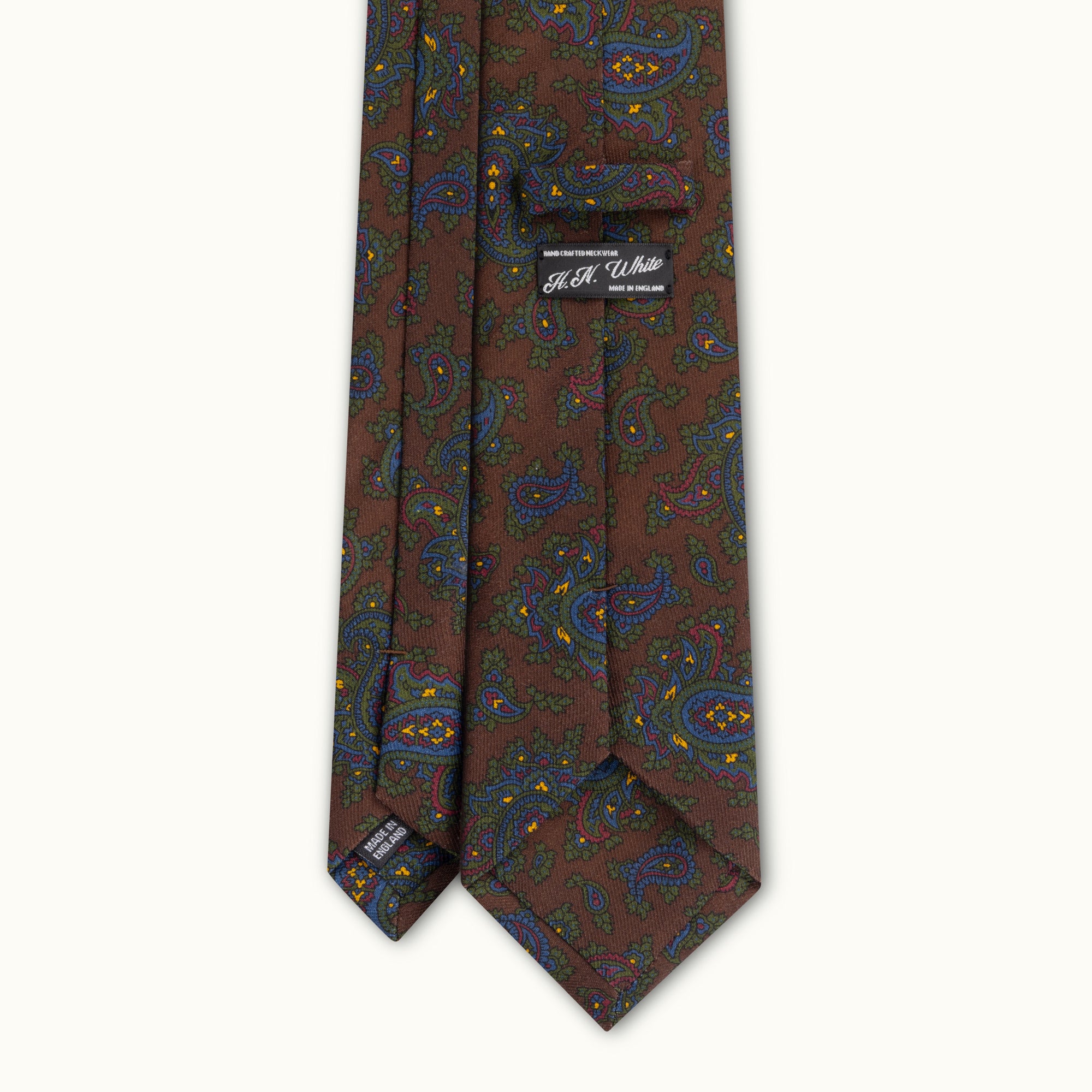 Dark Brown Paisley Wool Challis Tie