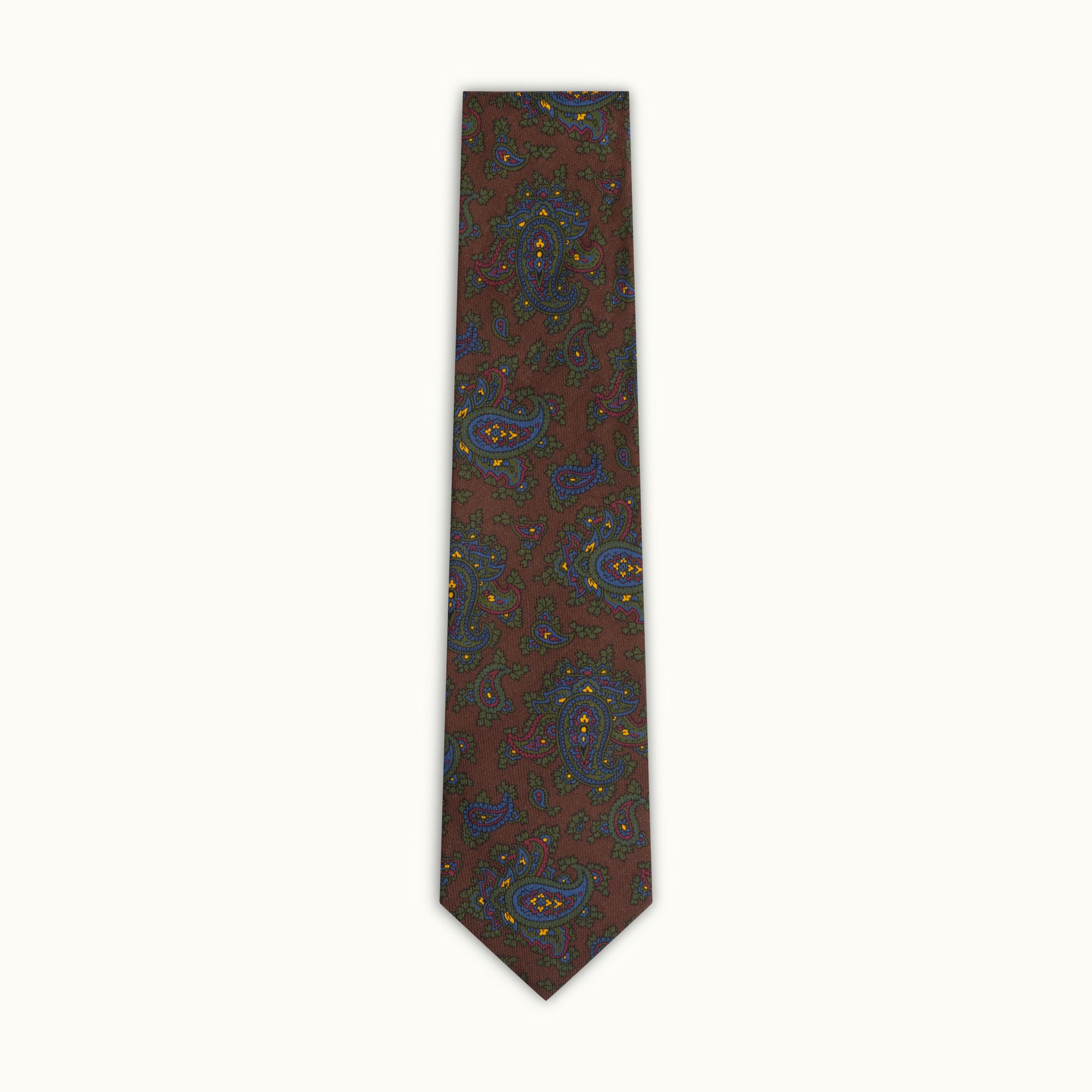 Dark Brown Paisley Wool Challis Tie