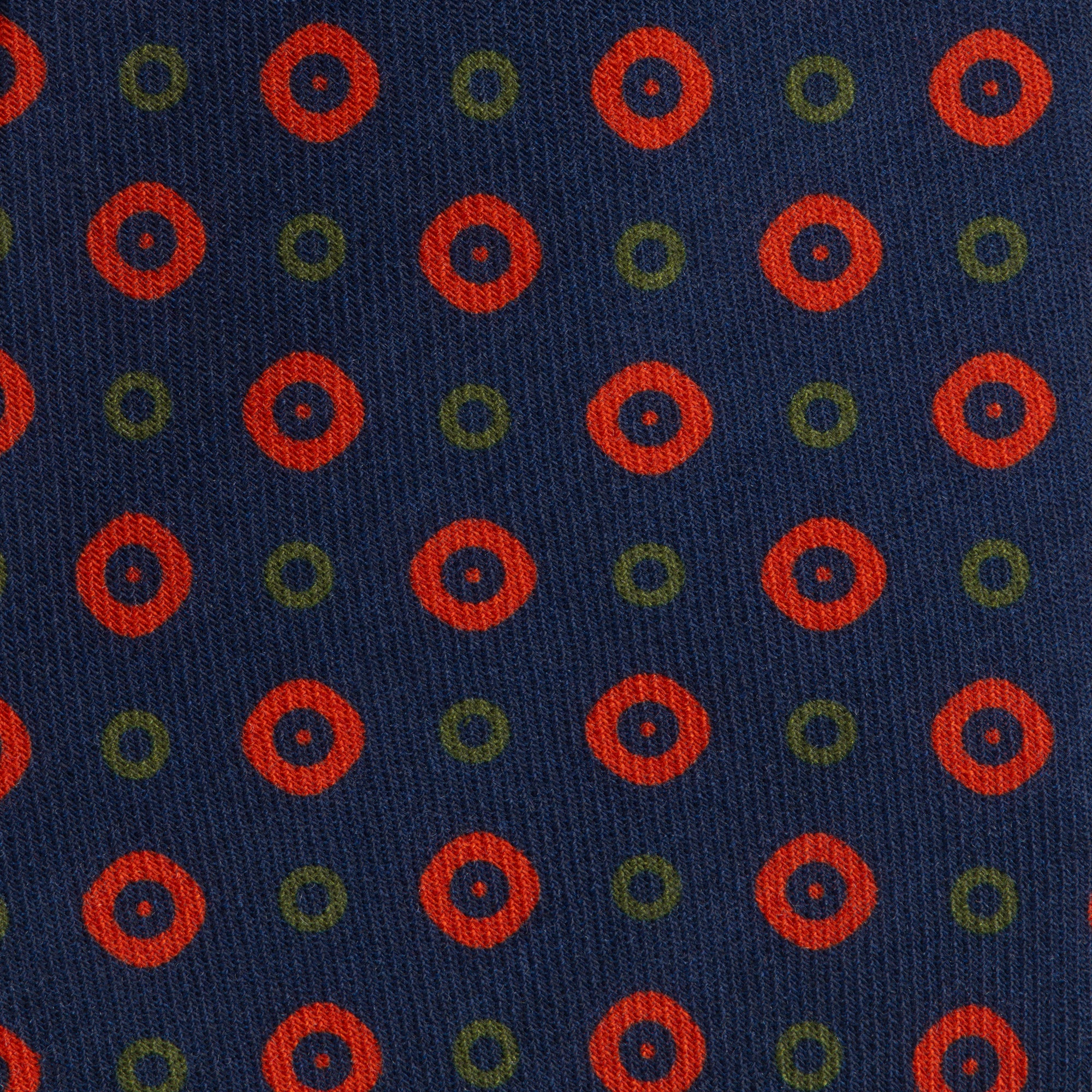 Navy & Red Circles Wool Challis Tie