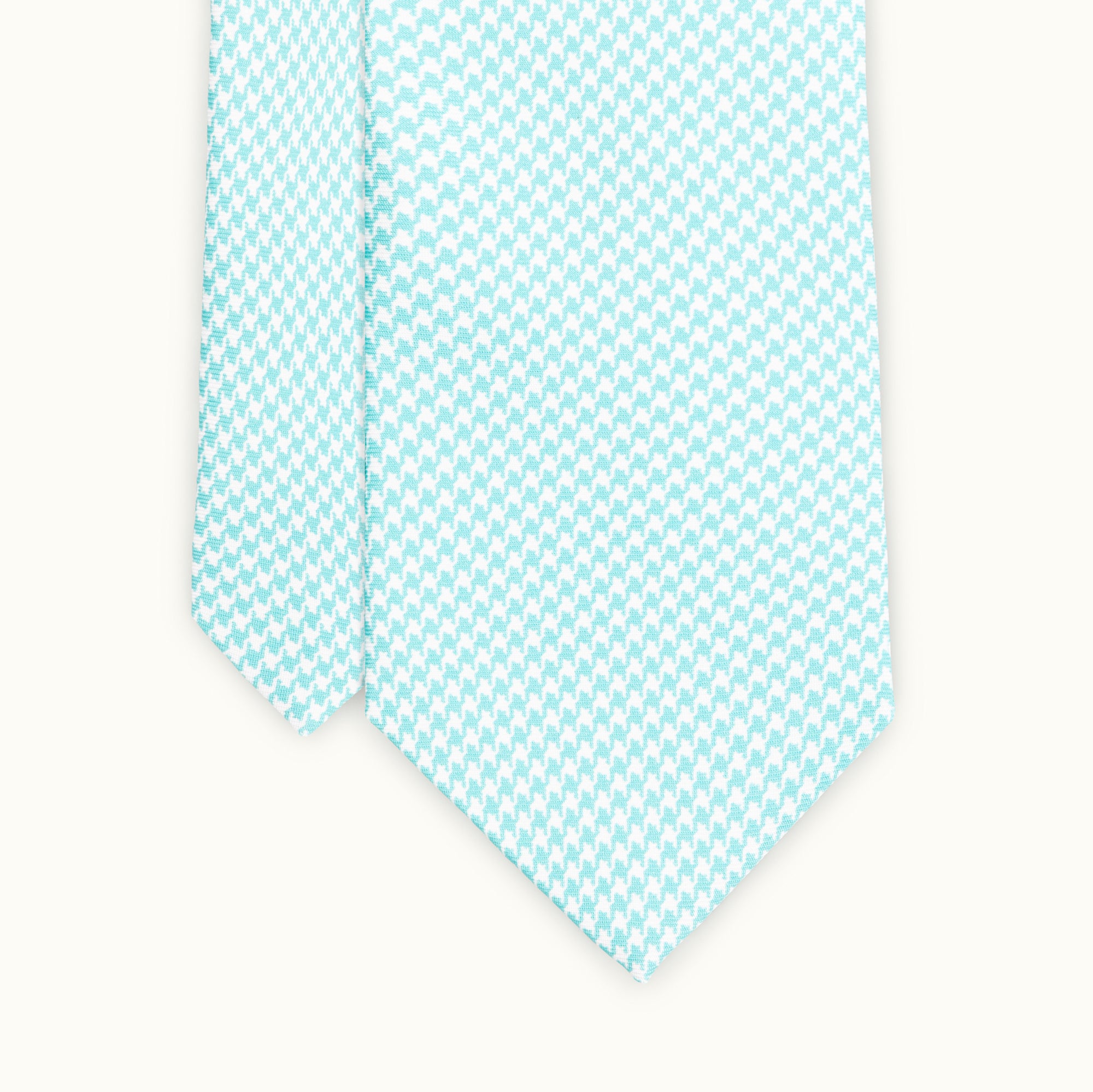 Turquoise Houndstooth Printed Silk Tie