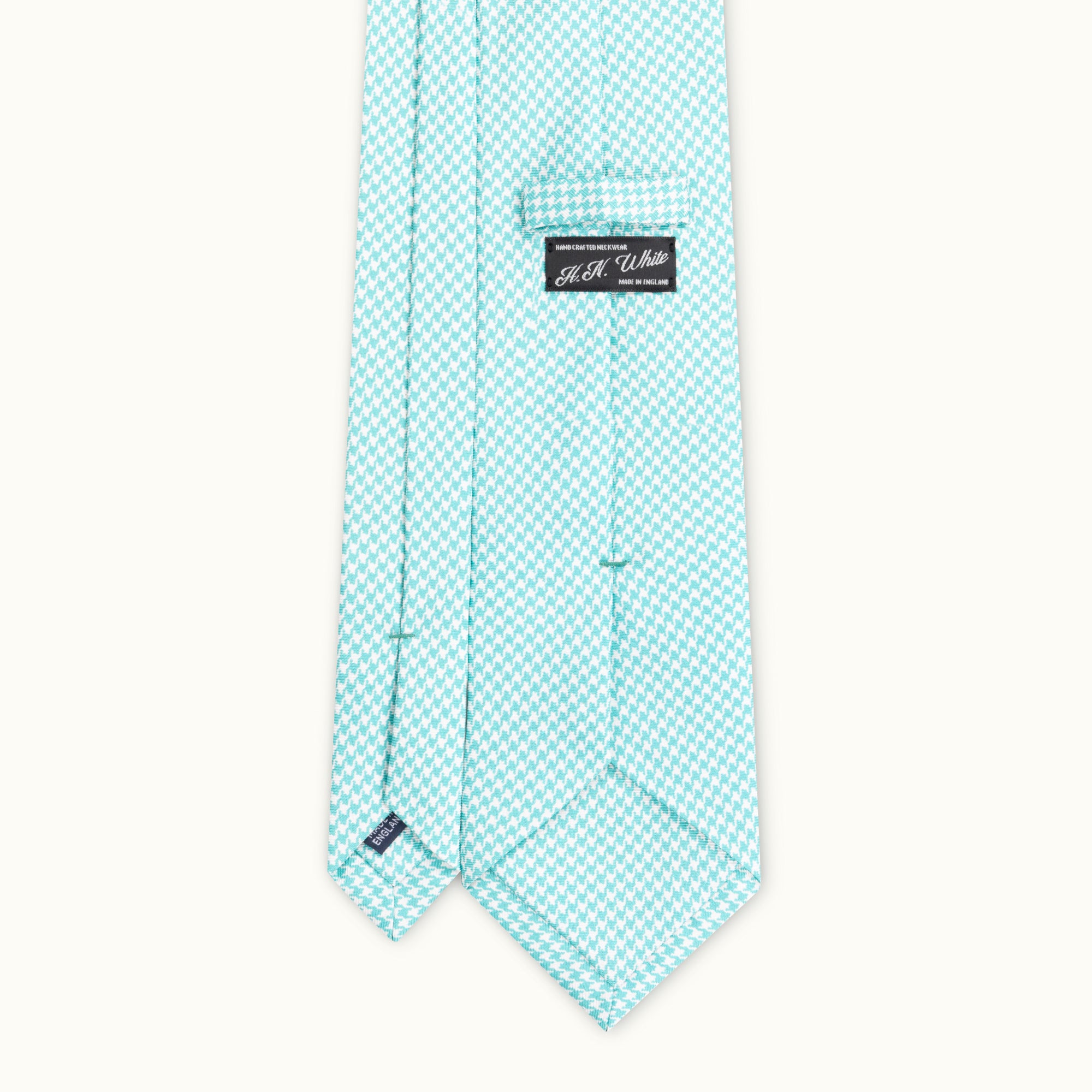 Turquoise Houndstooth Printed Silk Tie