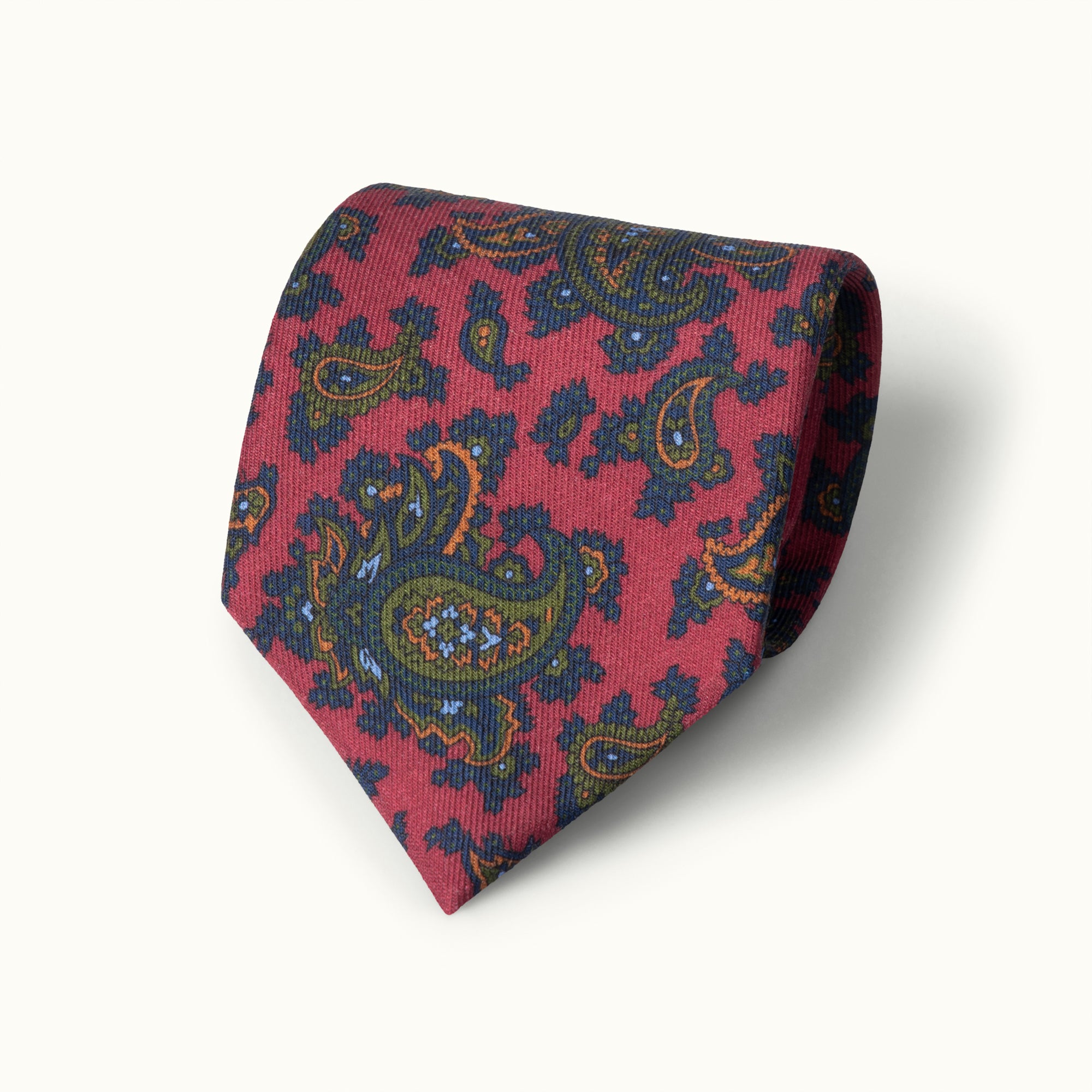 Burgundy Paisley Wool Challis Tie