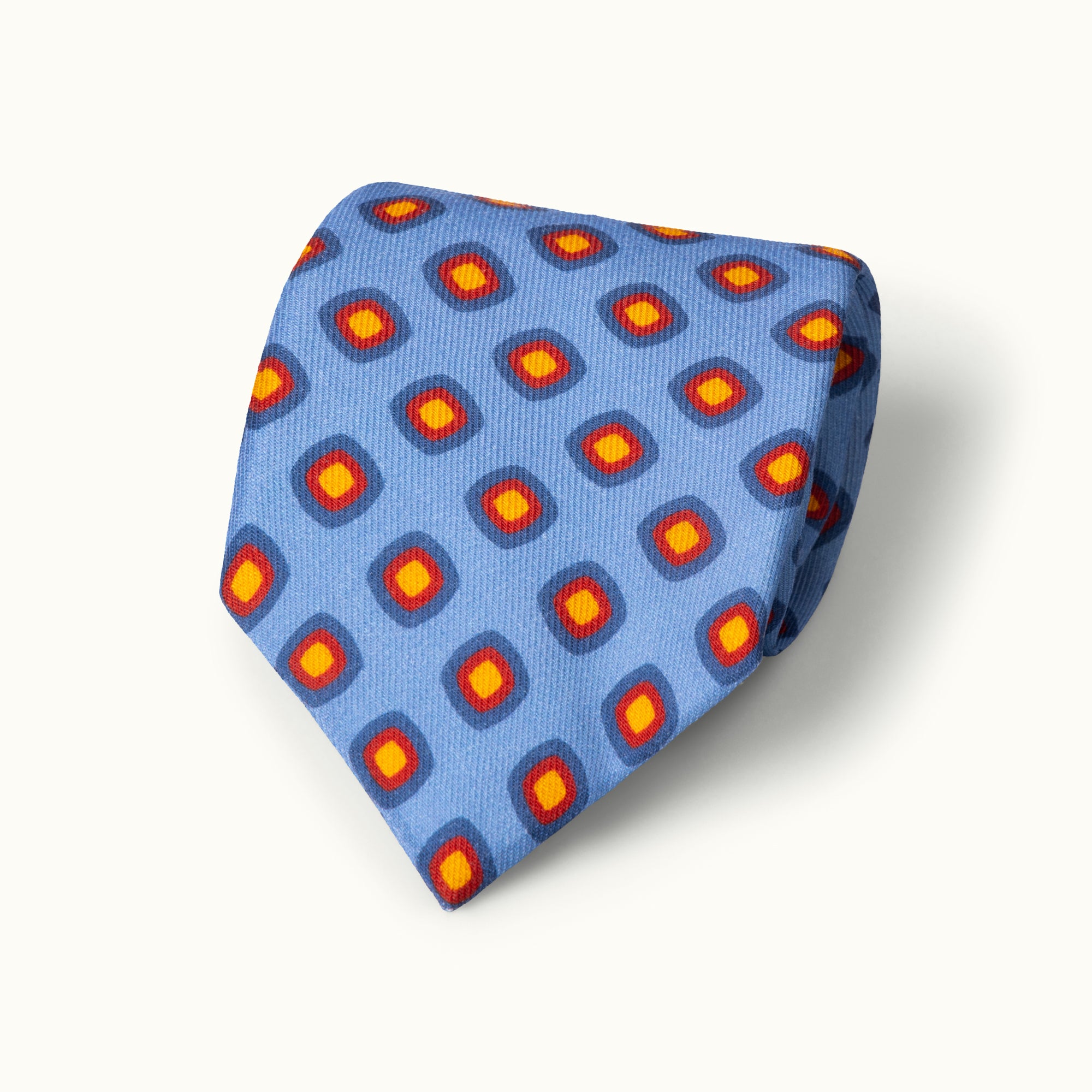 Sky Blue Geometric Squares Wool Challis Tie