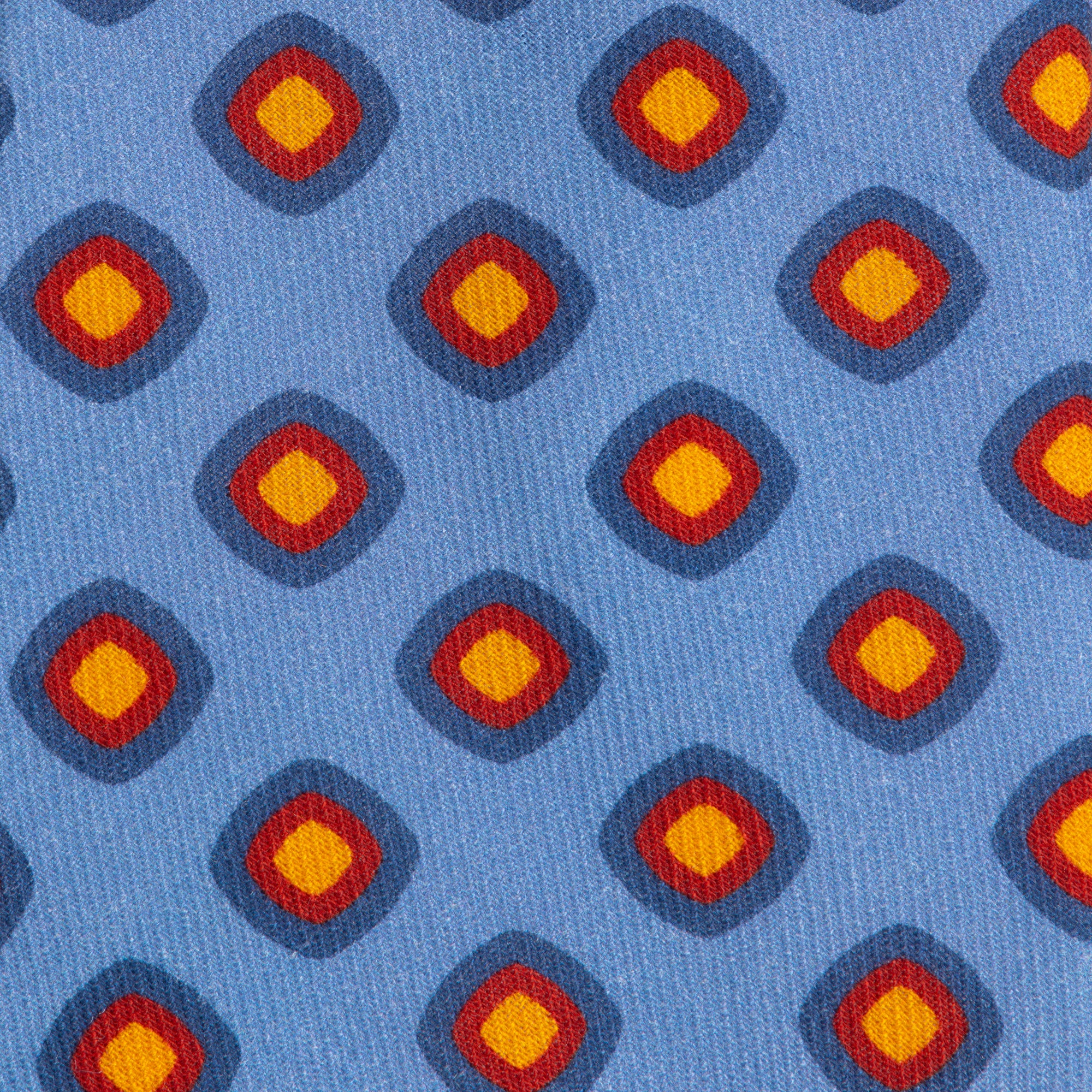 Sky Blue Geometric Squares Wool Challis Tie