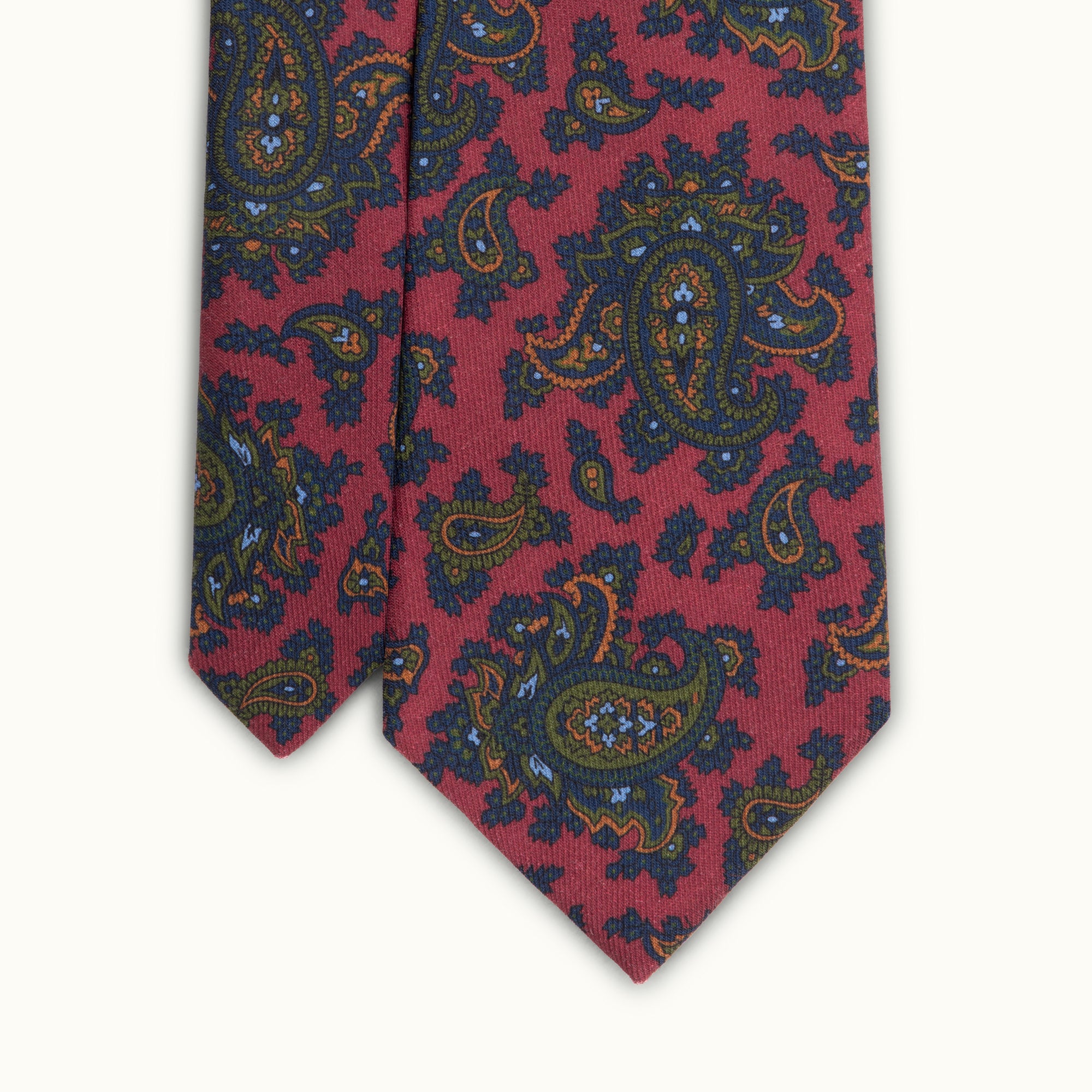 Burgundy Paisley Wool Challis Tie