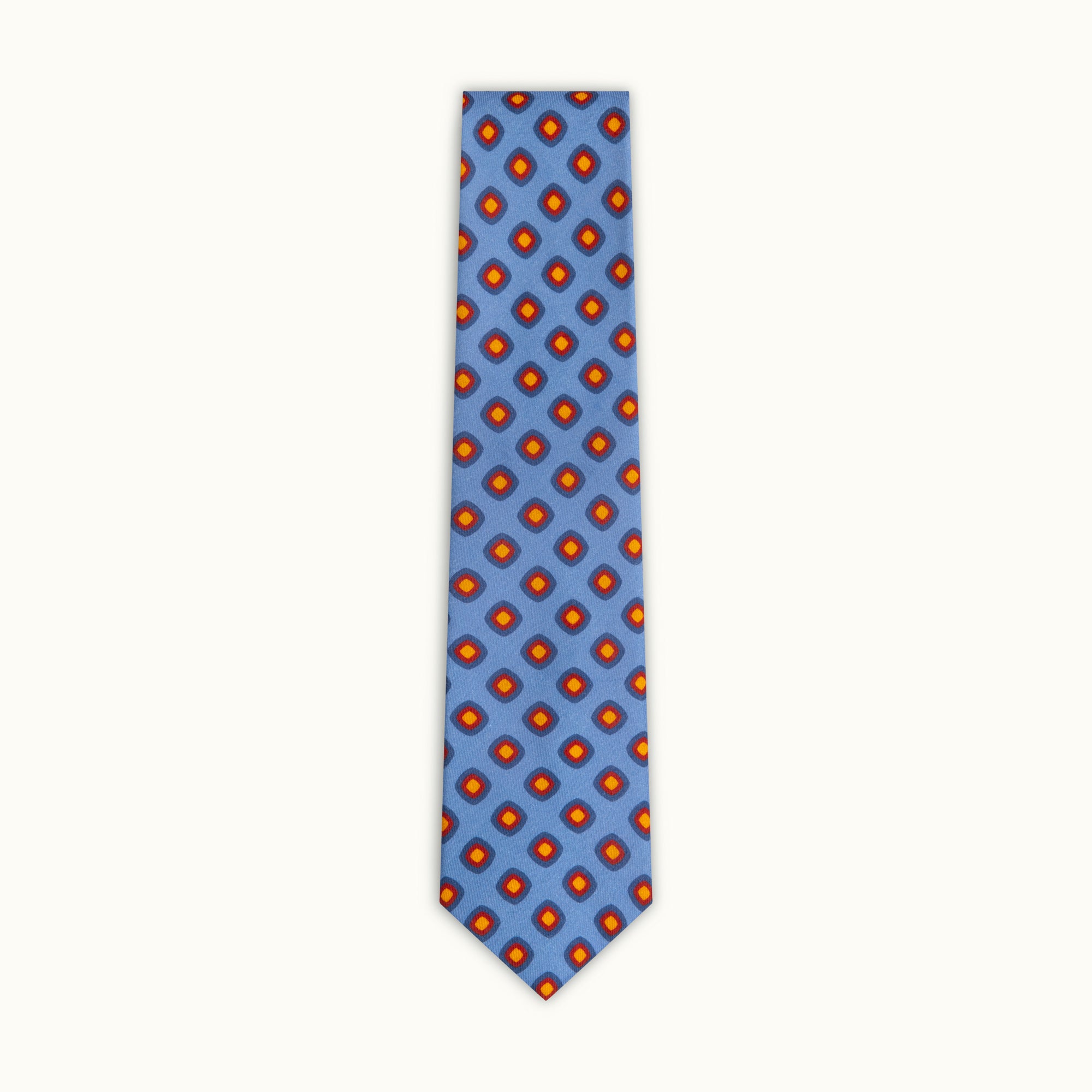 Sky Blue Geometric Squares Wool Challis Tie