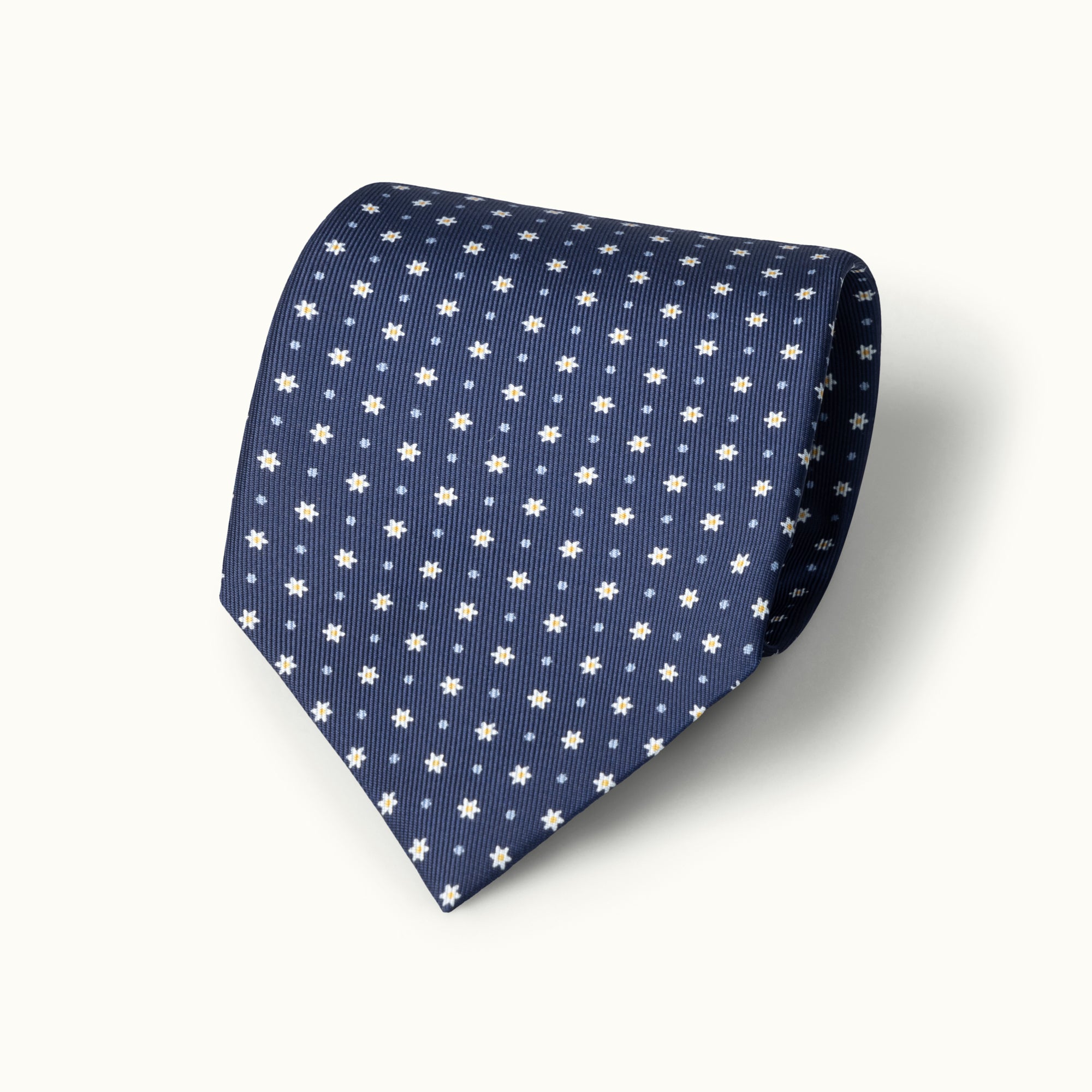 Navy Blue Neat Screen Printed Silk Tie