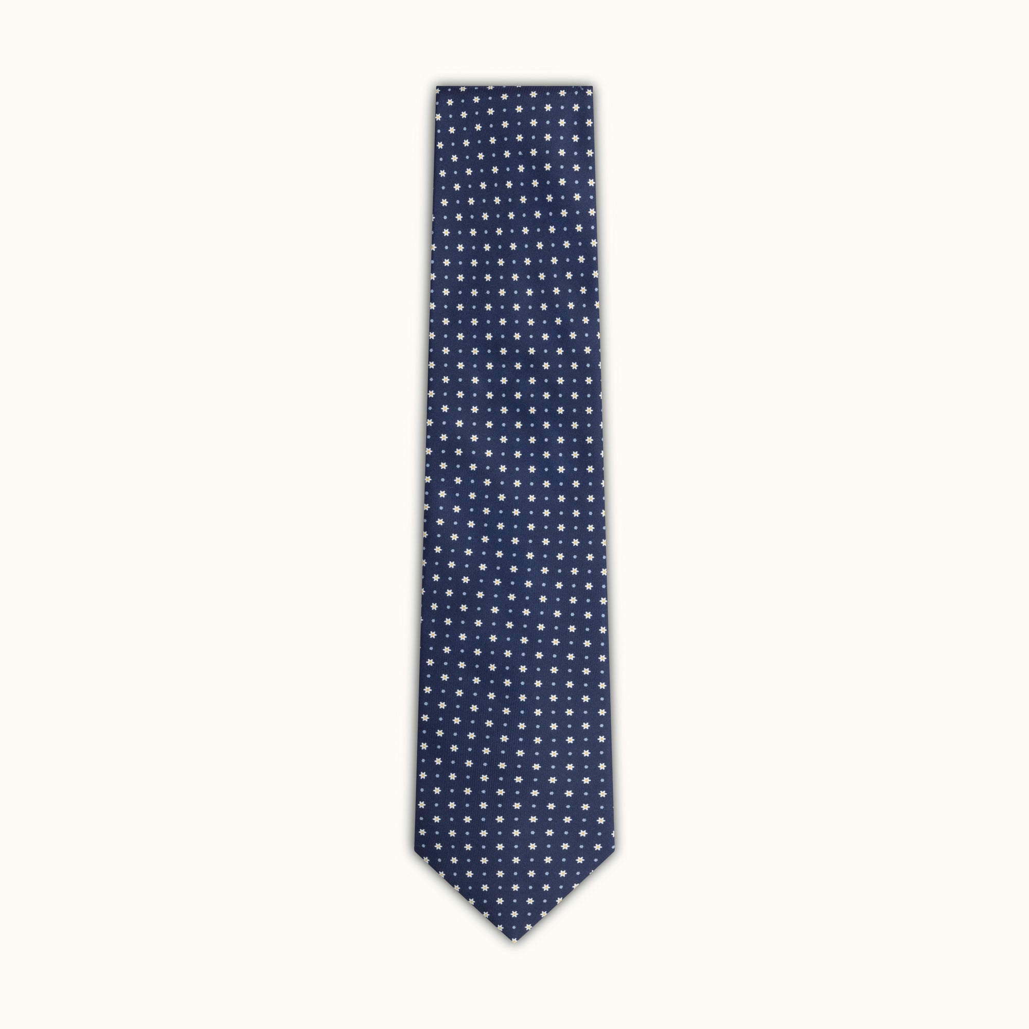 Navy Blue Neat Screen Printed Silk Tie