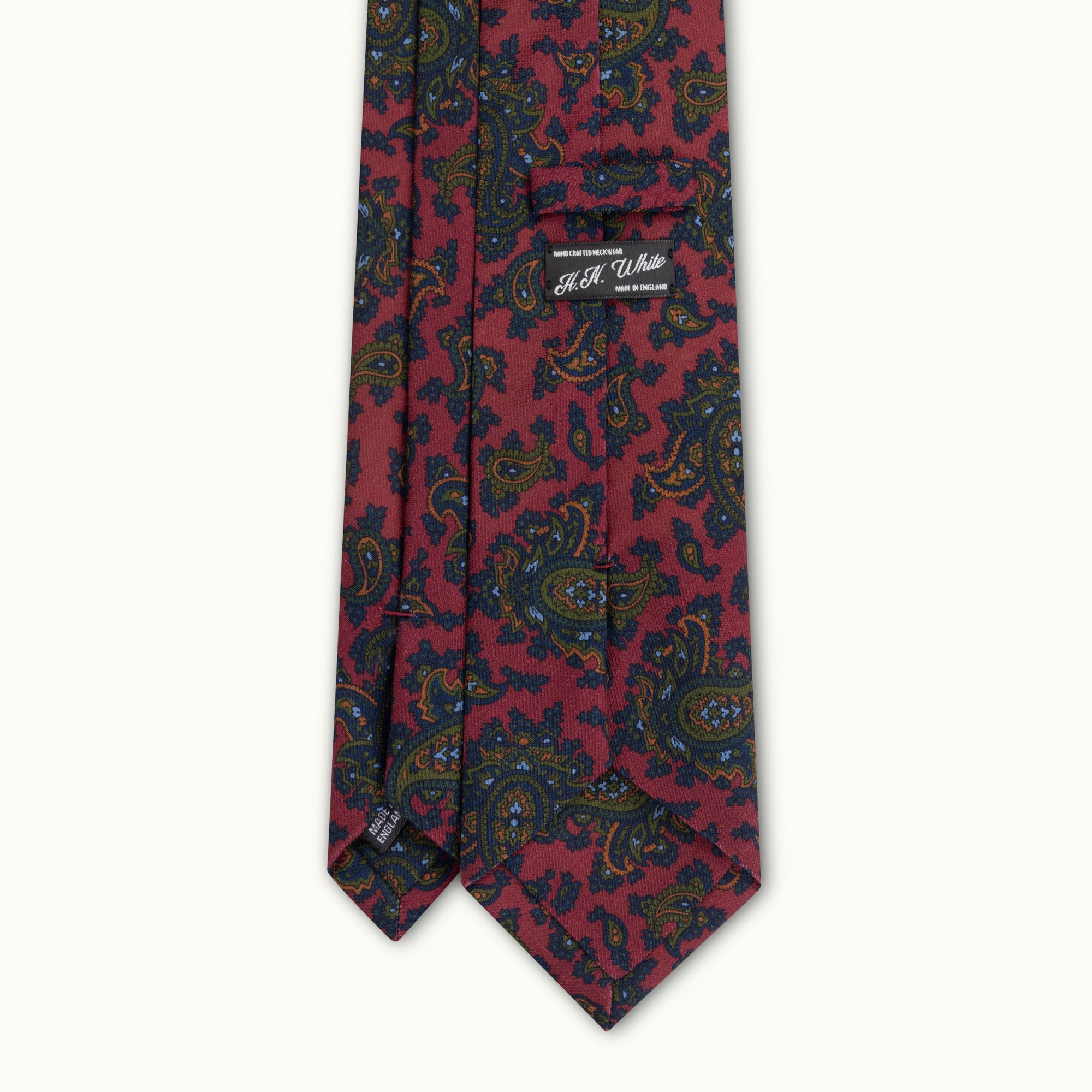 Burgundy Paisley Wool Challis Tie