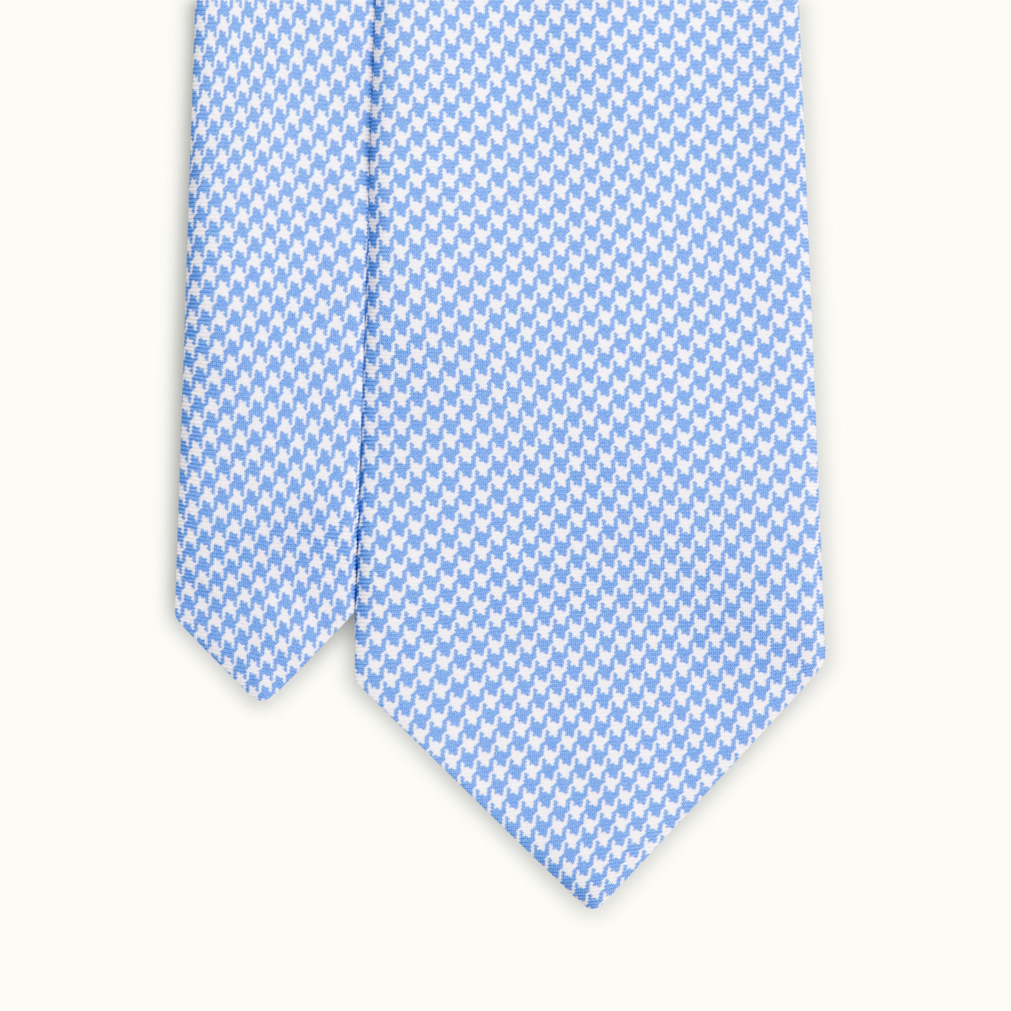 Sky Blue Houndstooth Printed Silk Tie