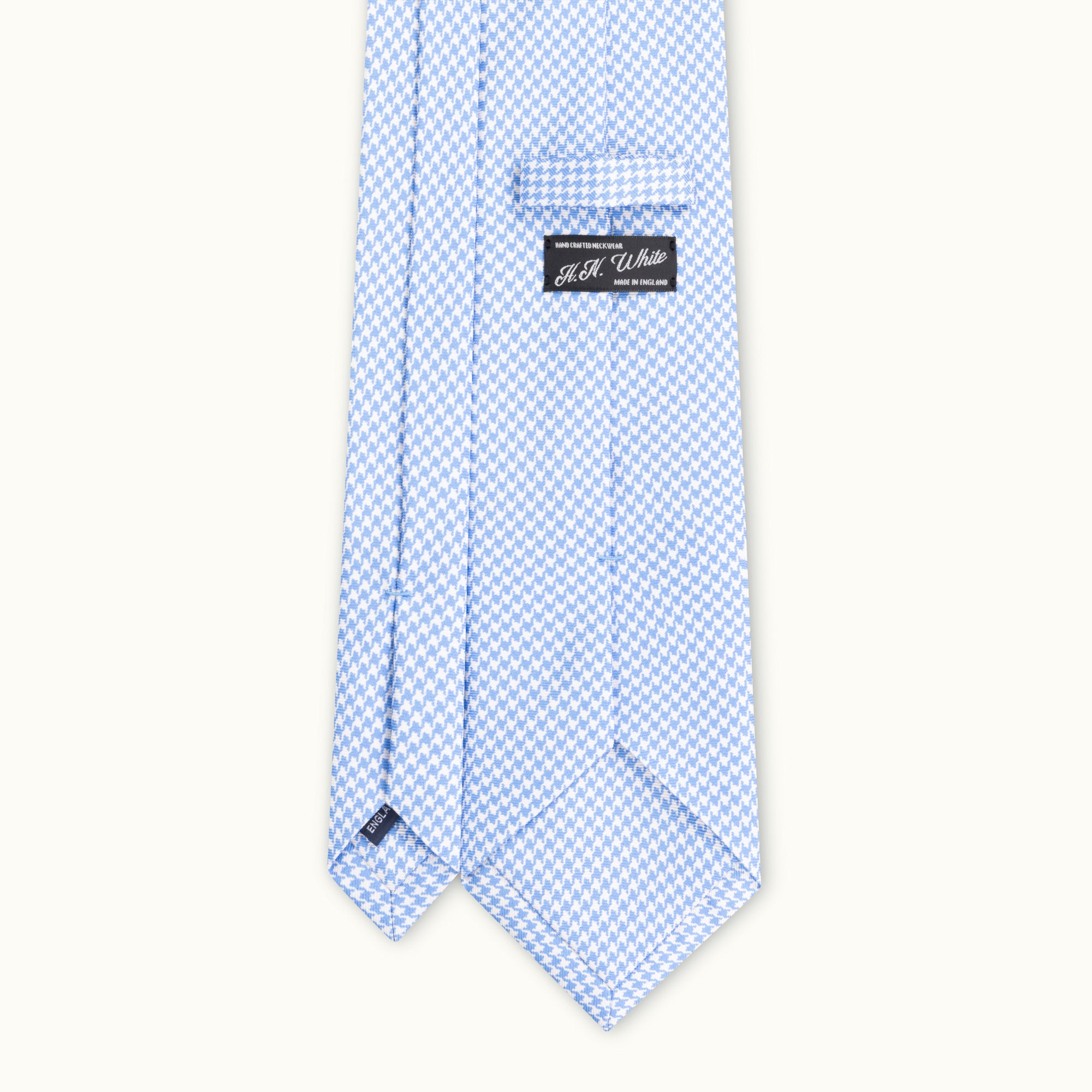 Sky Blue Houndstooth Printed Silk Tie