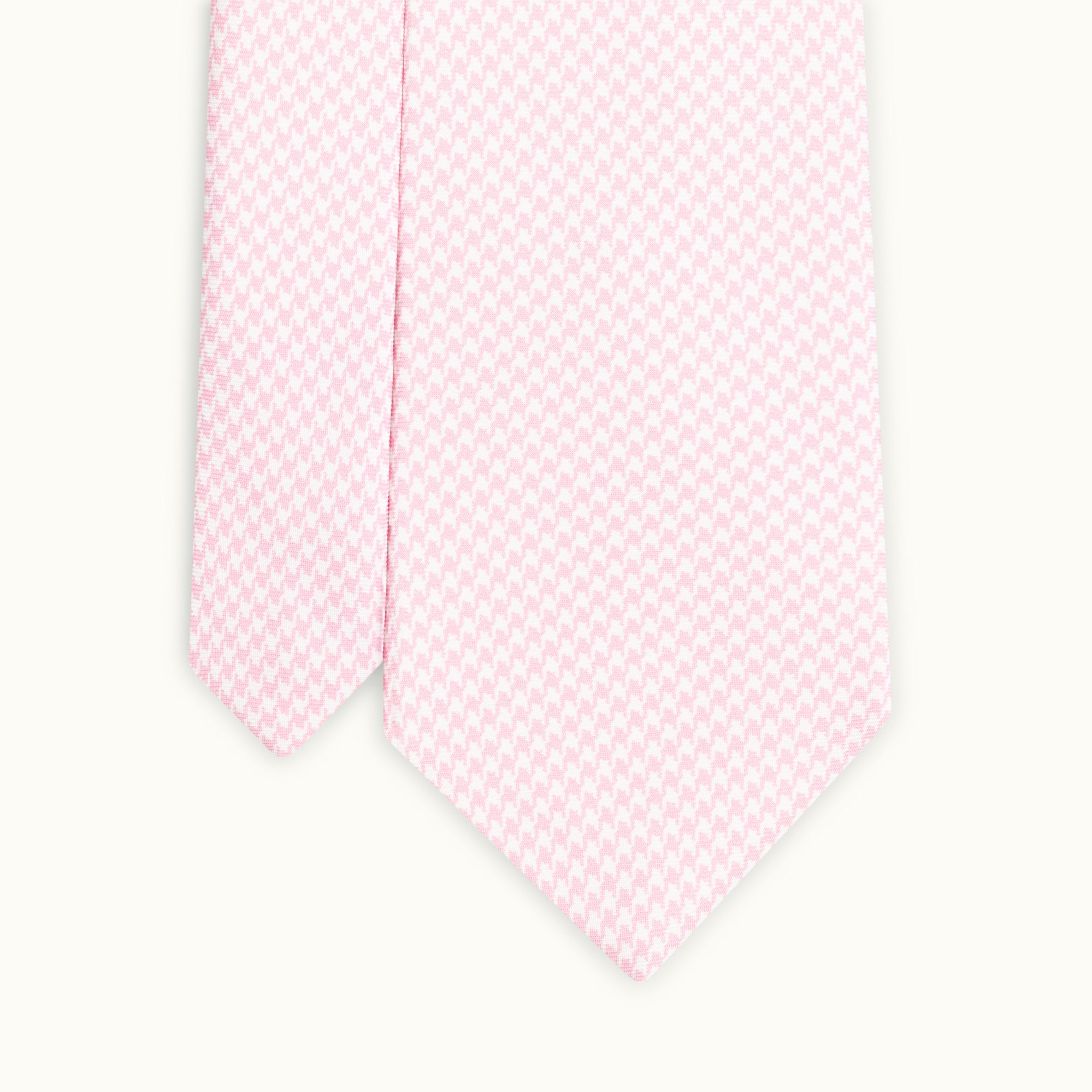 Pink Houndstooth Printed Silk Tie