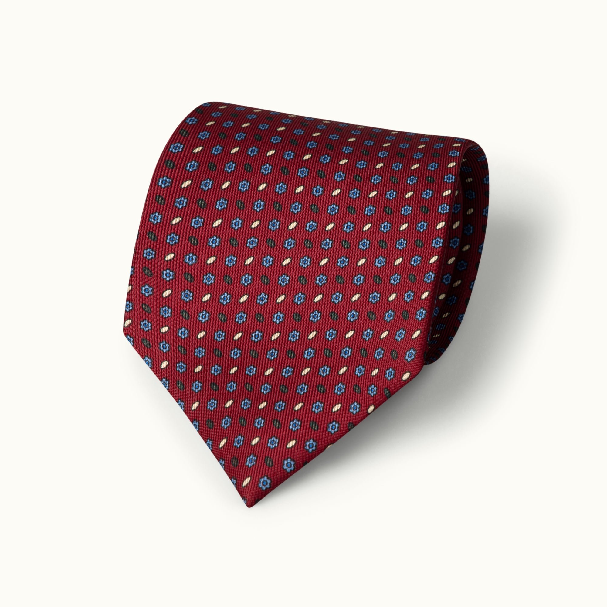 Burgundy Neat Screen Printed Silk Tie