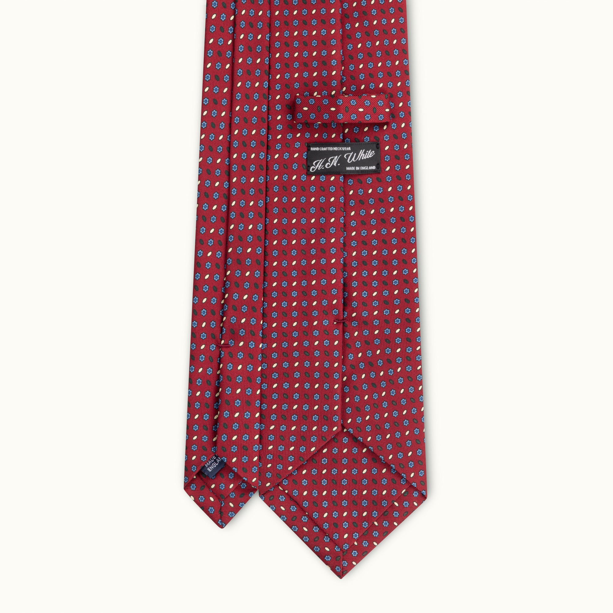 Burgundy Neat Screen Printed Silk Tie