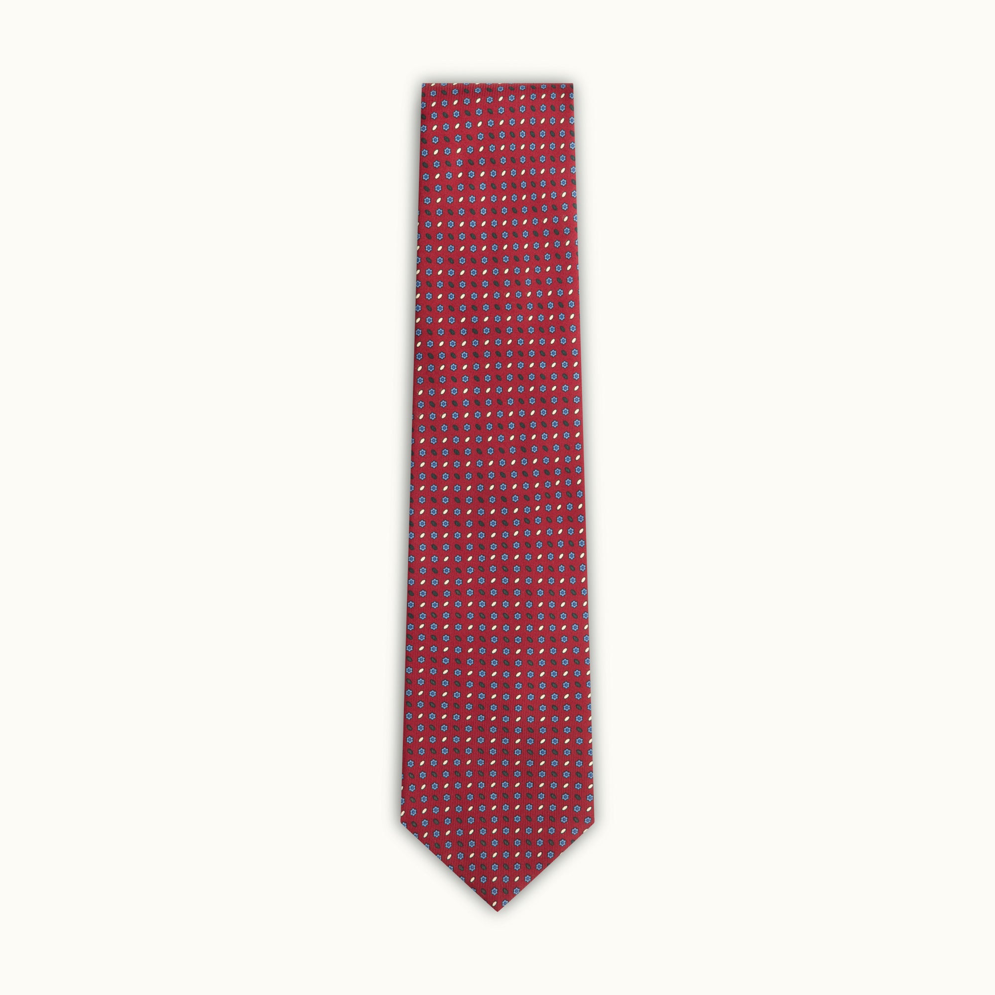 Burgundy Neat Screen Printed Silk Tie